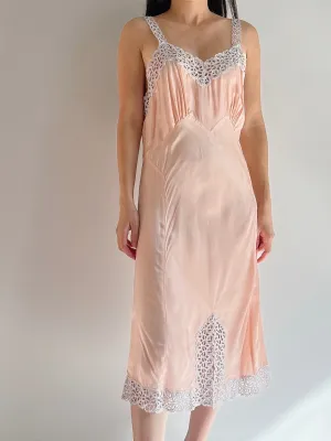 1930s Rayon Eyelet Cutout Slip - S/M