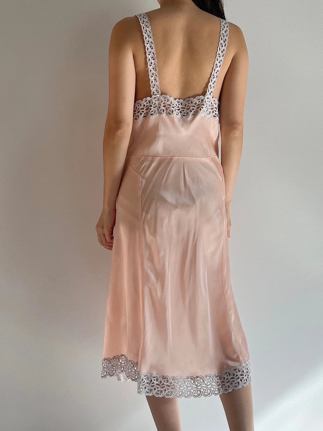 1930s Rayon Eyelet Cutout Slip - S/M