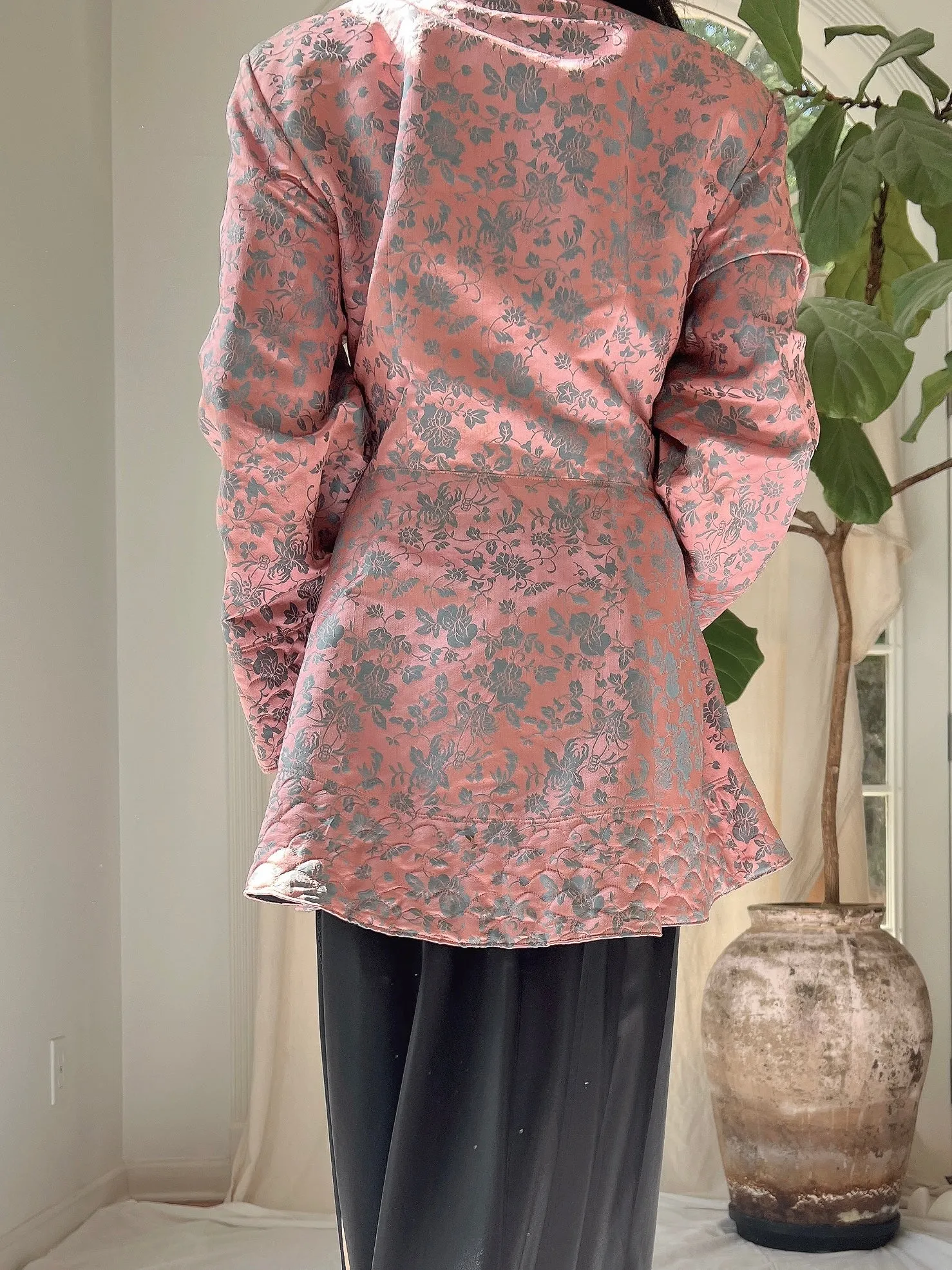 1940s Dusty Pink Brocade Jacket - M