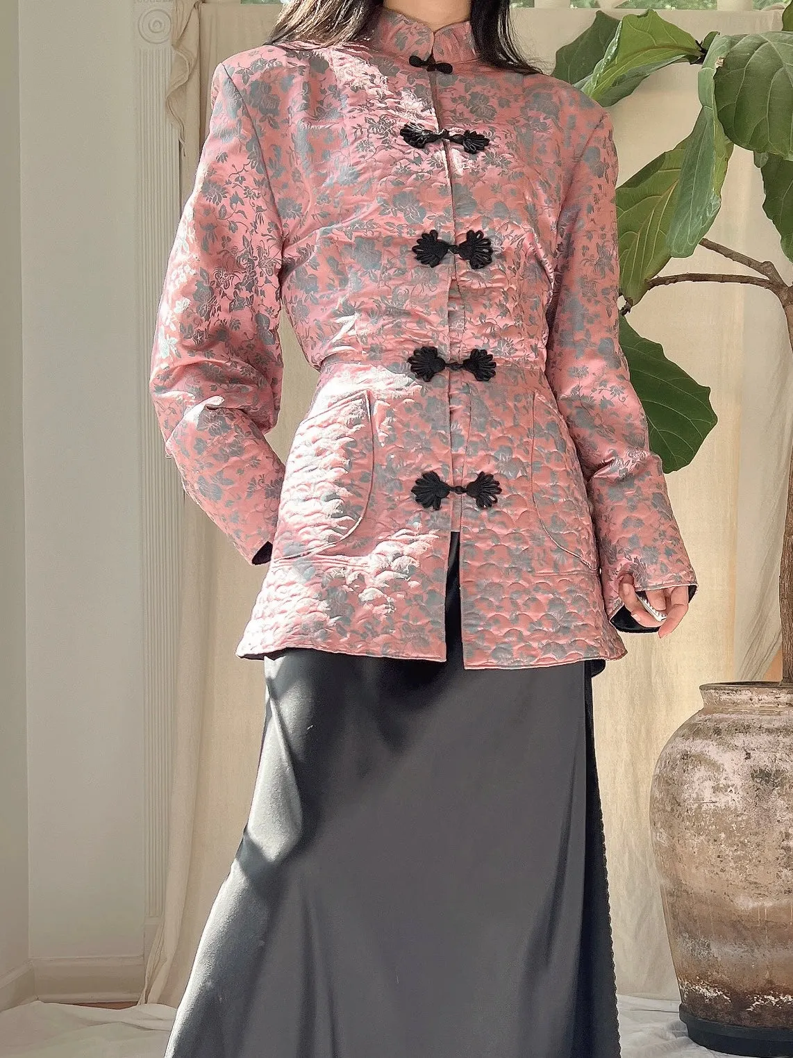 1940s Dusty Pink Brocade Jacket - M