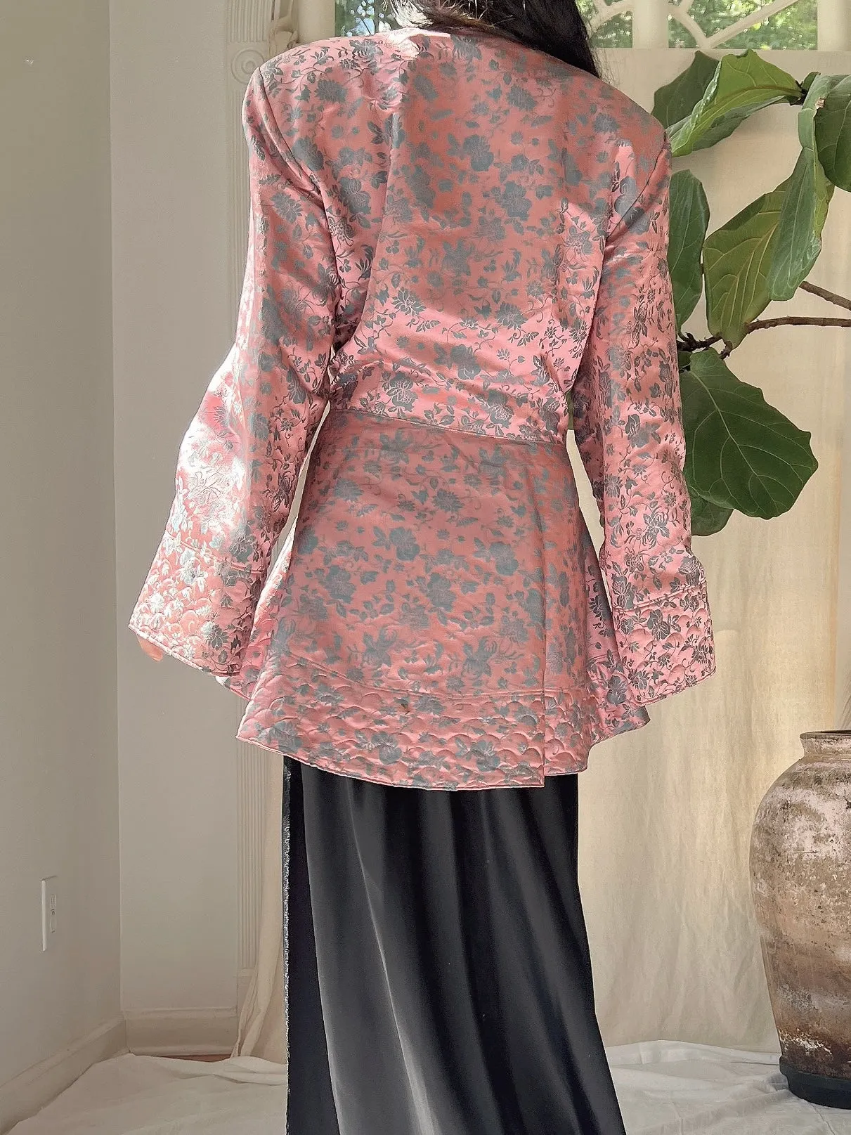 1940s Dusty Pink Brocade Jacket - M