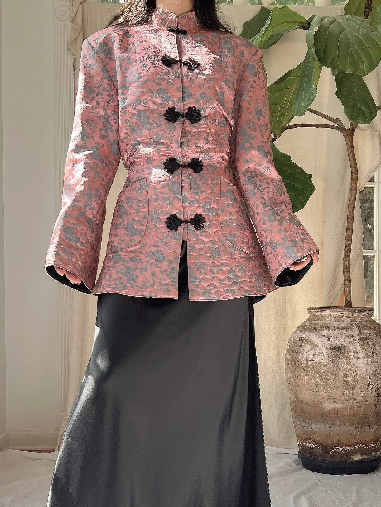1940s Dusty Pink Brocade Jacket - M