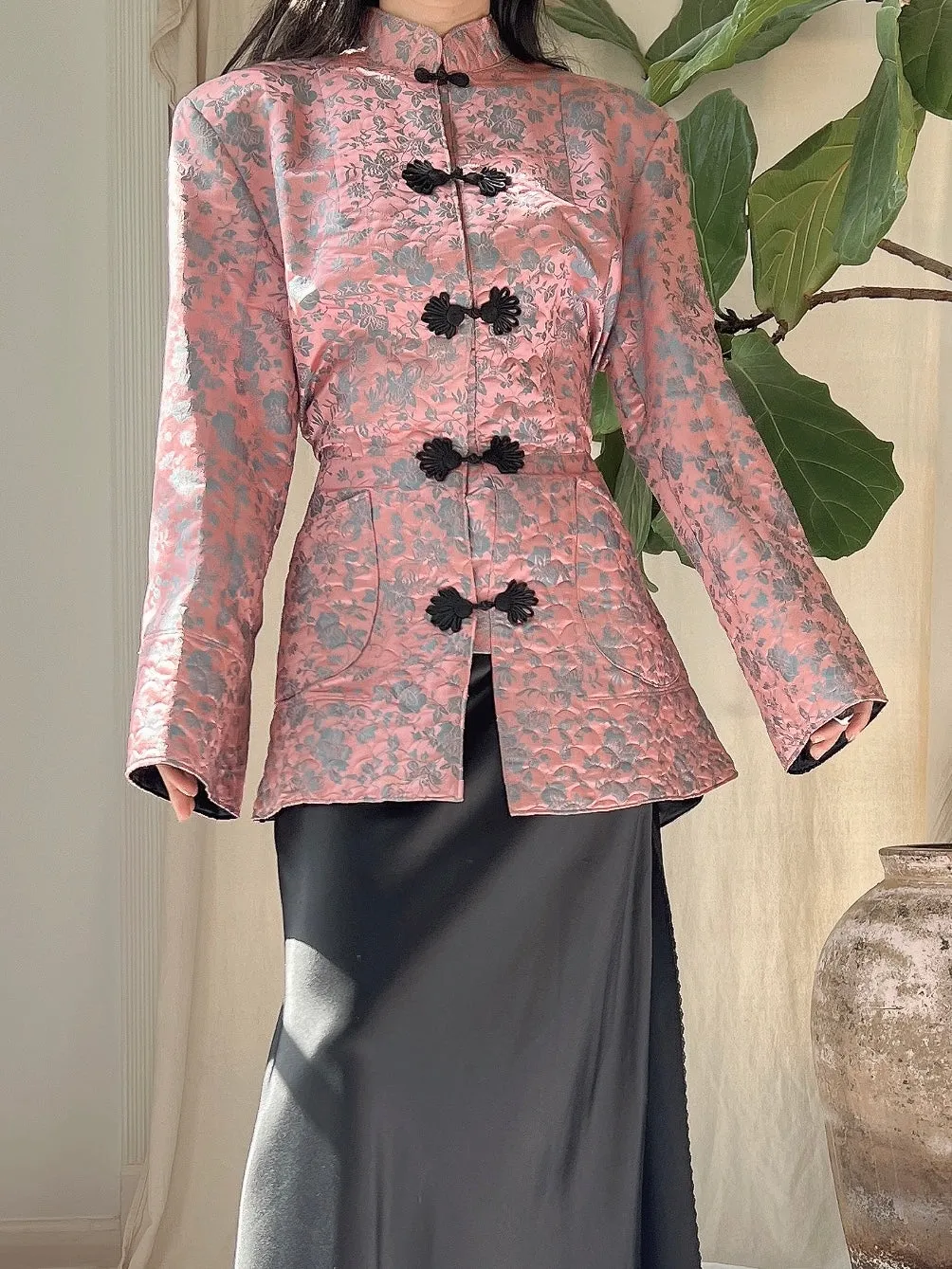 1940s Dusty Pink Brocade Jacket - M