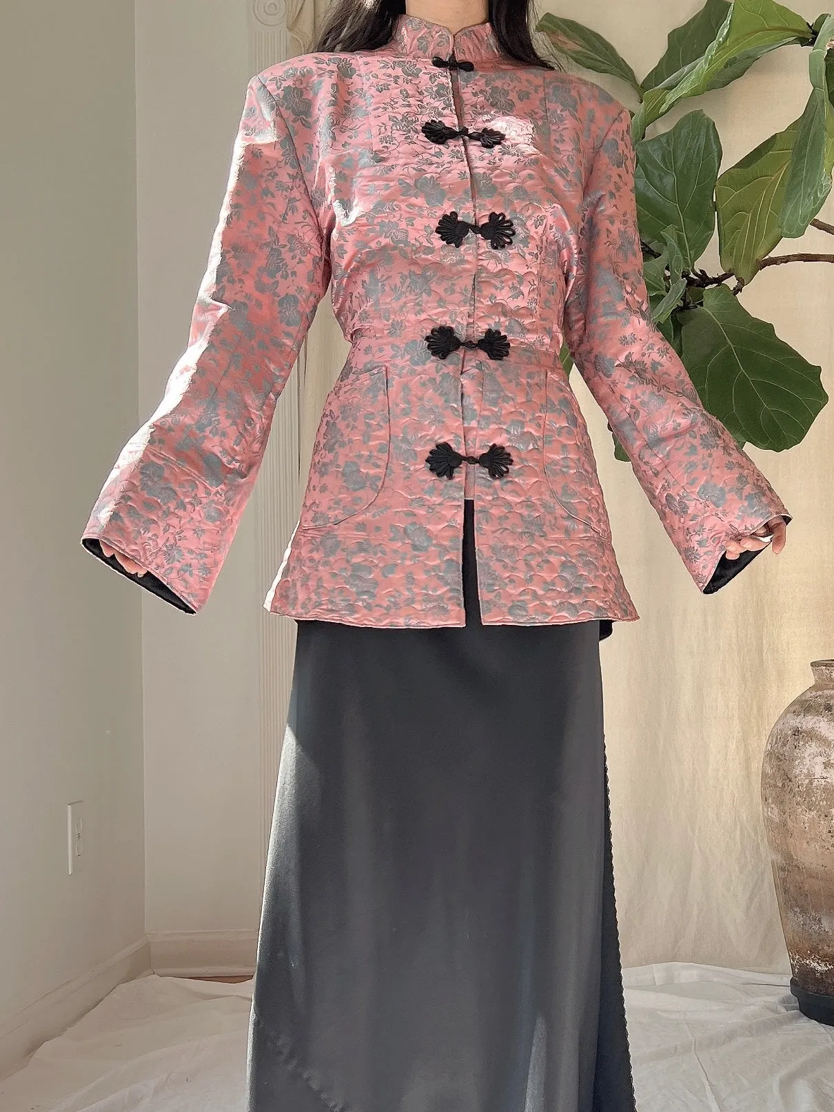 1940s Dusty Pink Brocade Jacket - M