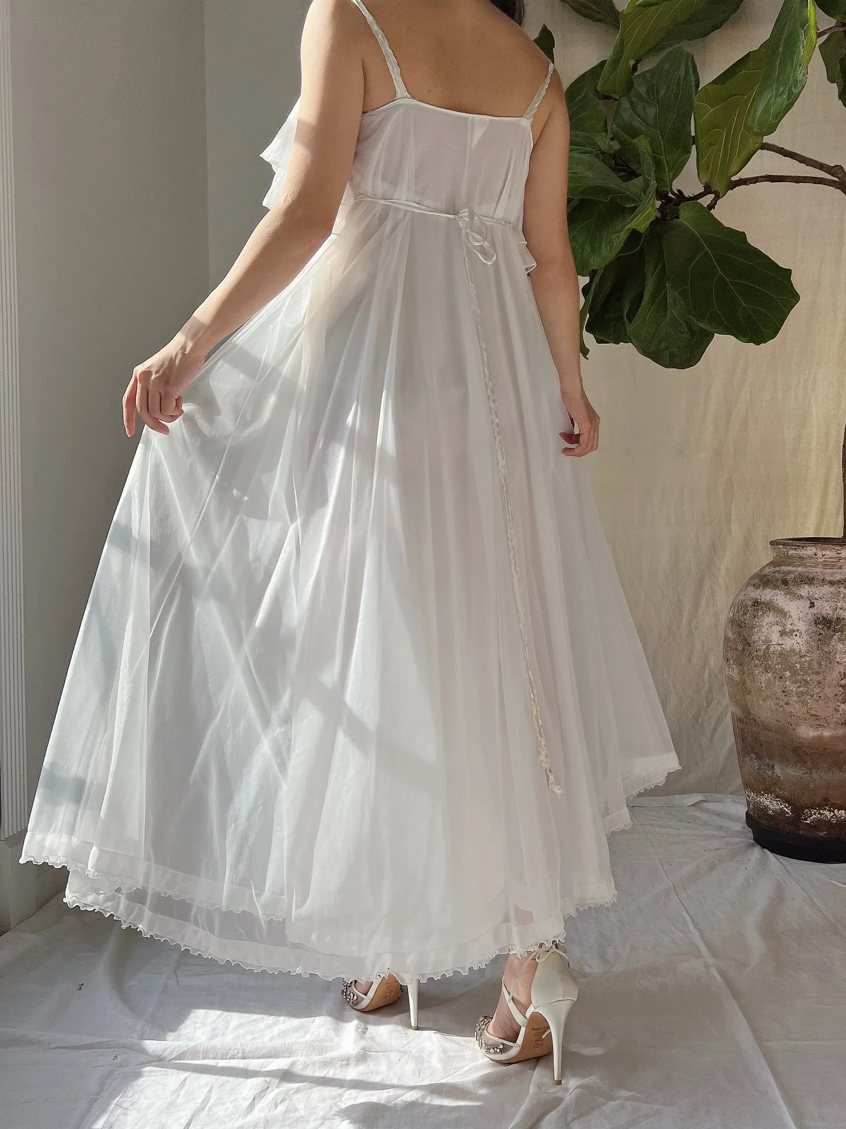1950s Ruffle Pleated Slip Dress - XS-S