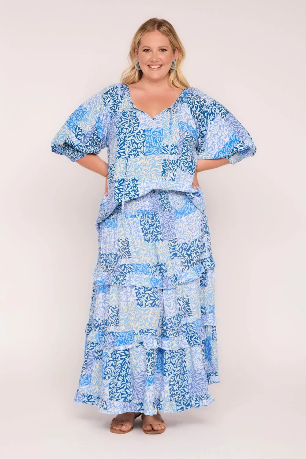 Aaliyah Frill Skirt in Salty Seas