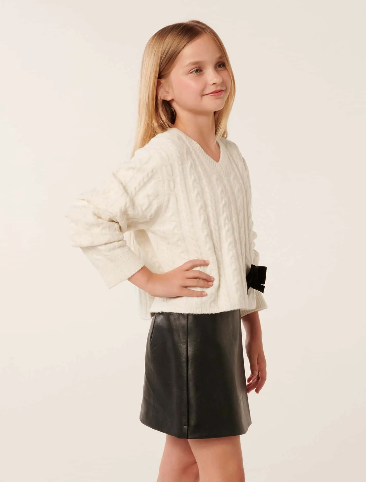 Alma Teen V Neck Crew Top