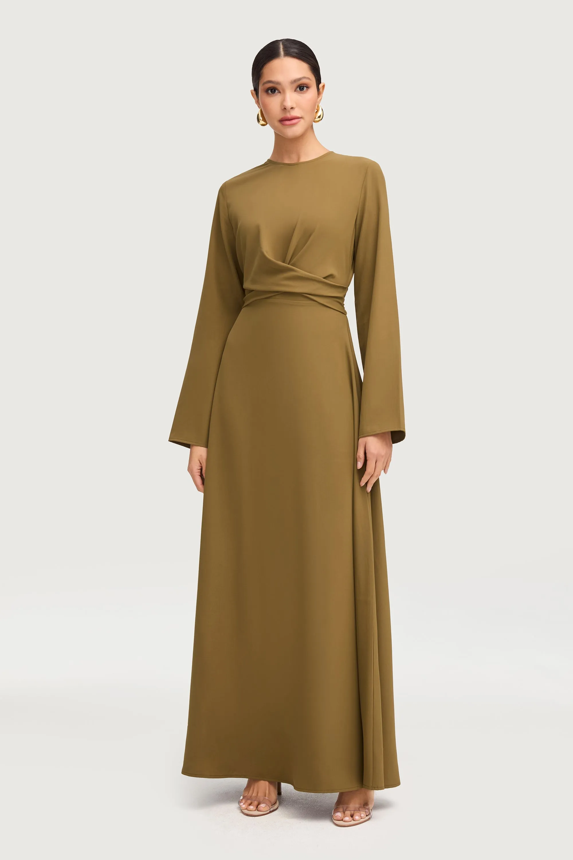 Ameena Cross Front Maxi Dress - Olive