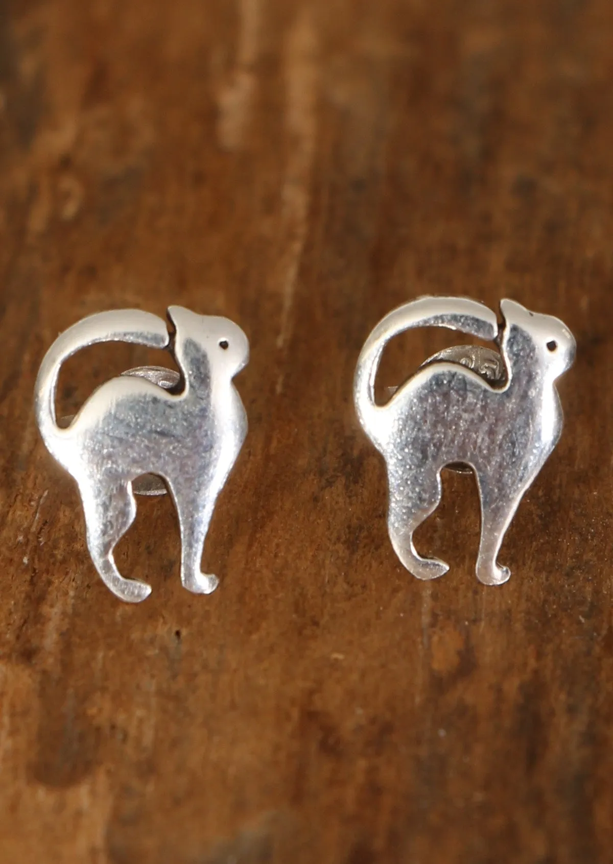 Arched Cat Silver Studs