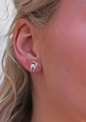 Arched Cat Silver Studs