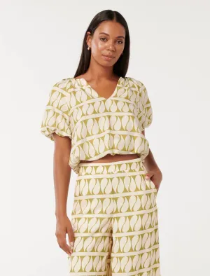 Aubree Linen Bubble Hem Top