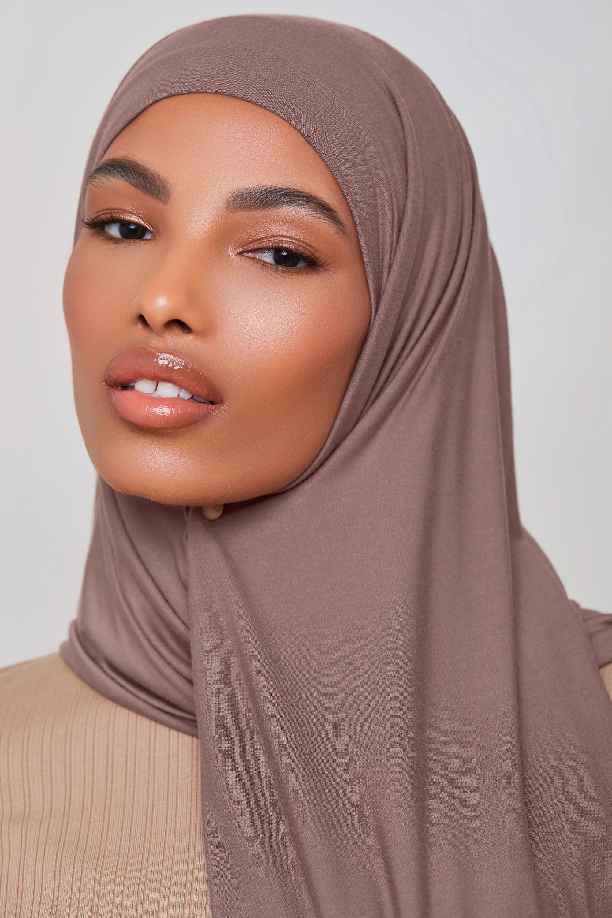 Bamboo Jersey Hijab - Deep Taupe