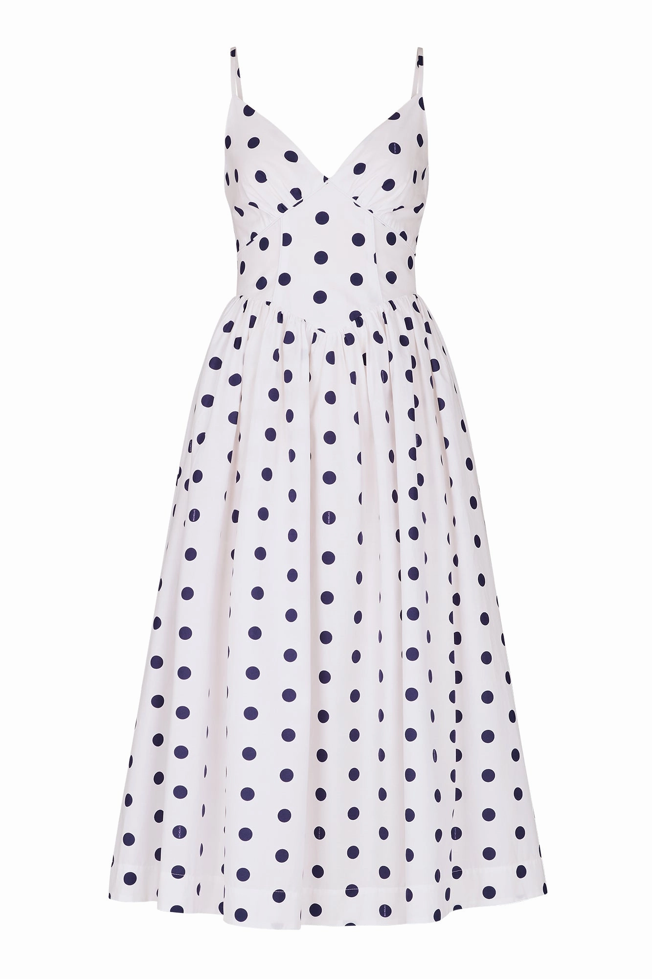 BECKER DRESS - IVORY NAVY POLKA DOT