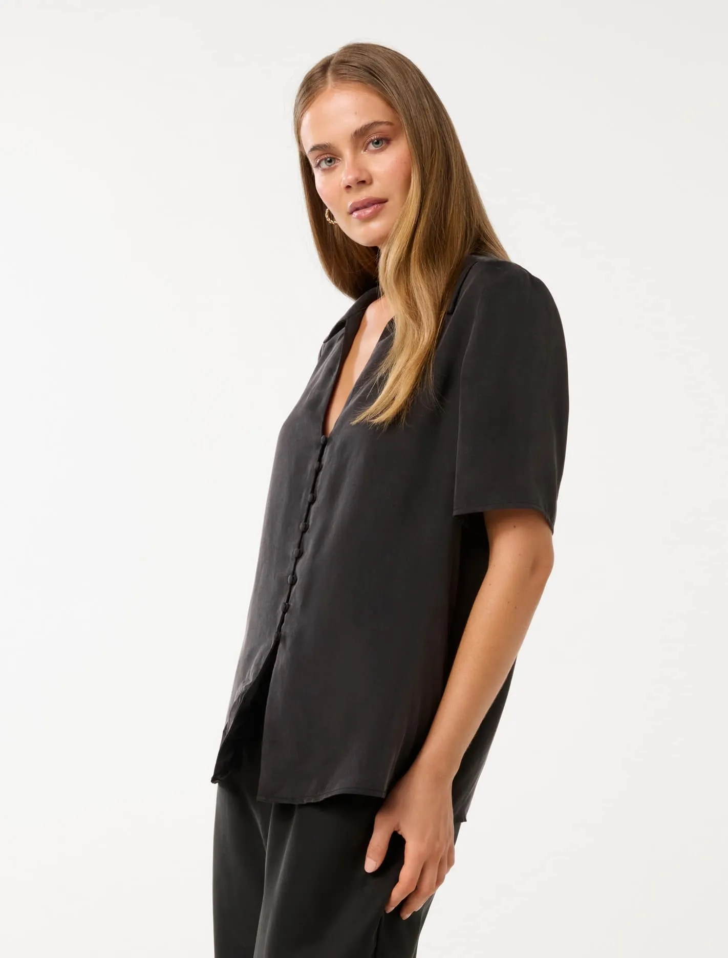 Bella Cupro Button Front Shirt