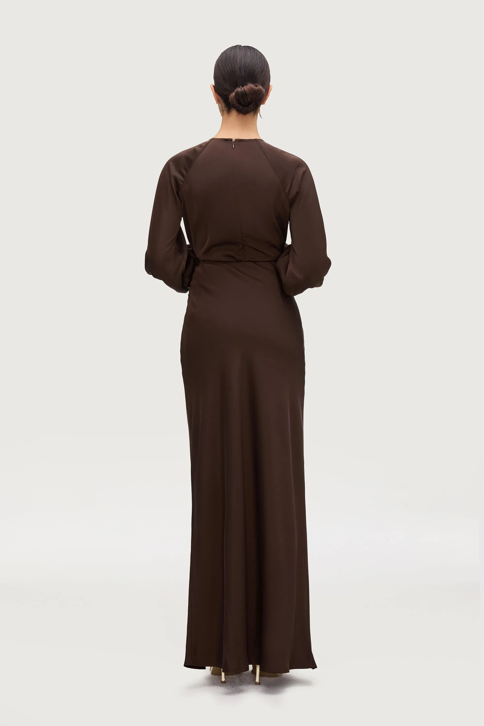 Bella Satin Maxi Skirt - Qahwah