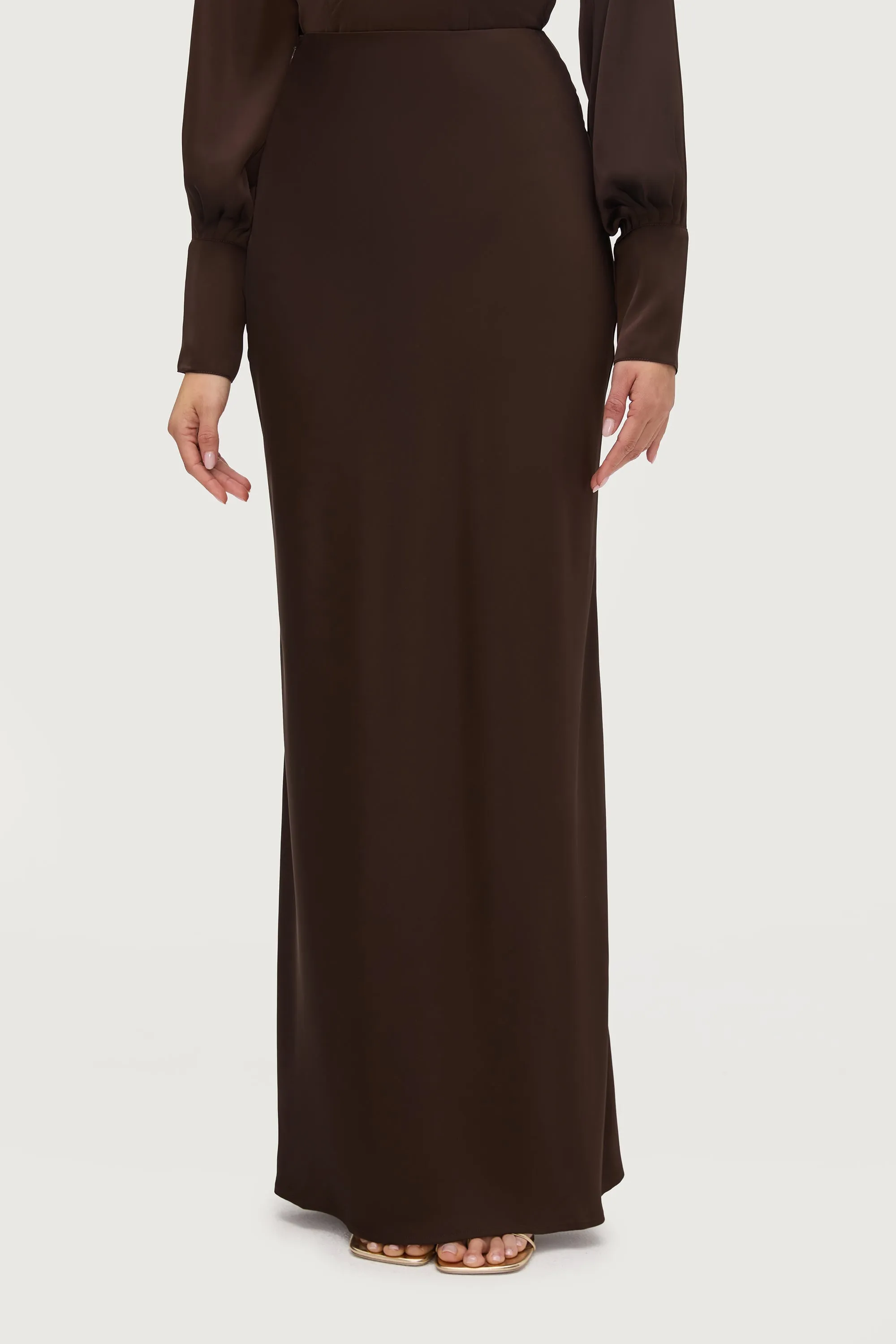 Bella Satin Maxi Skirt - Qahwah