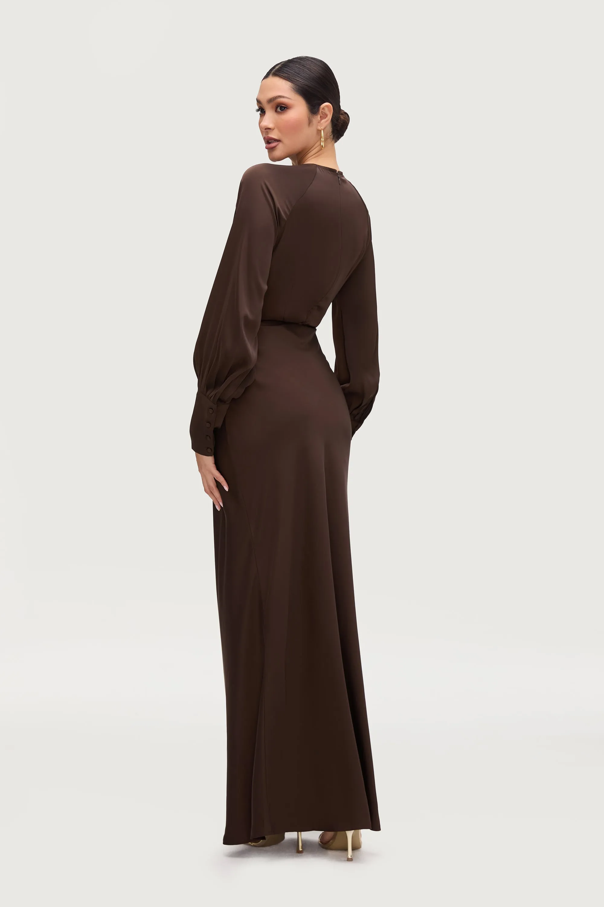Bella Satin Maxi Skirt - Qahwah