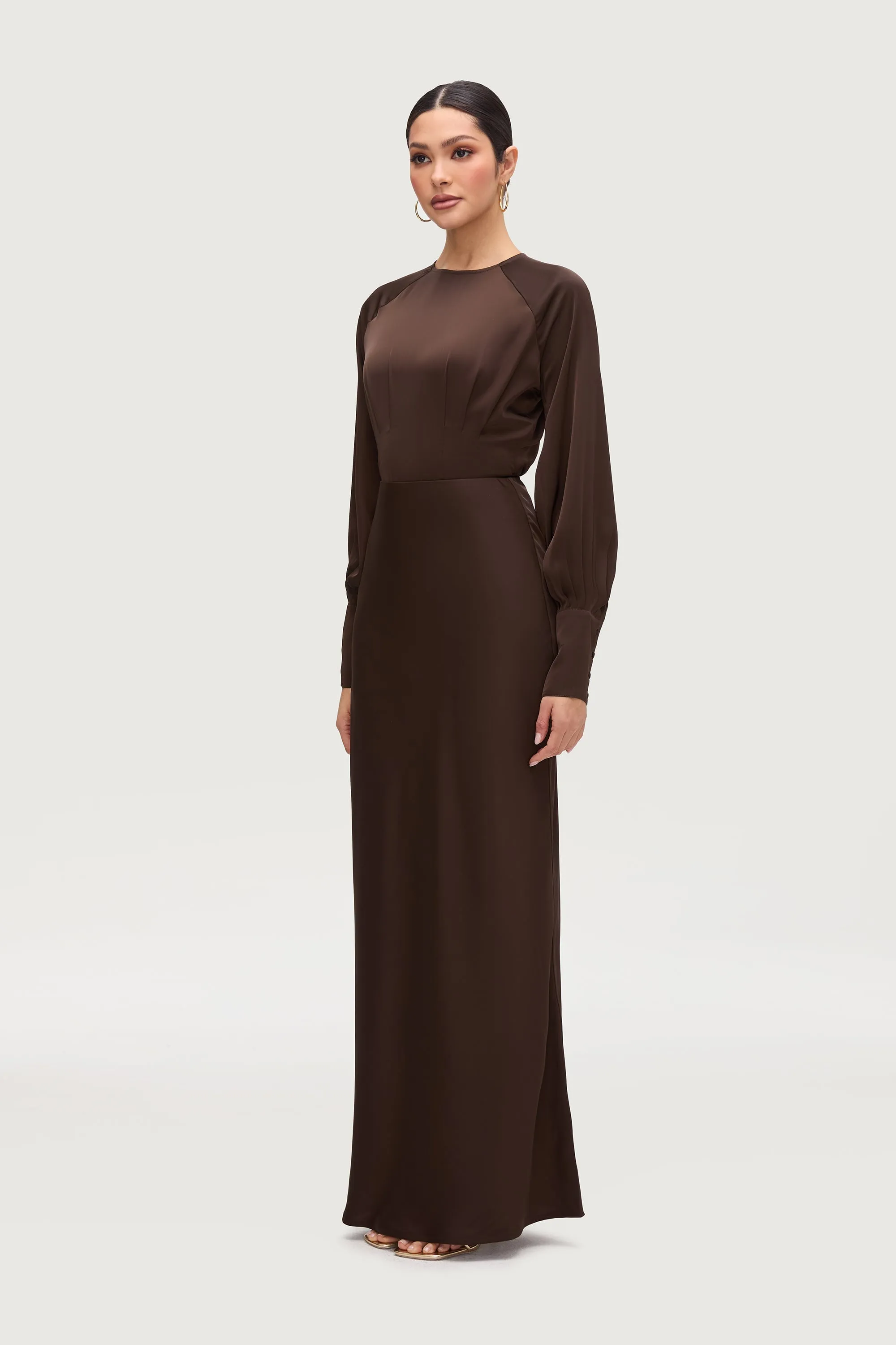 Bella Satin Maxi Skirt - Qahwah
