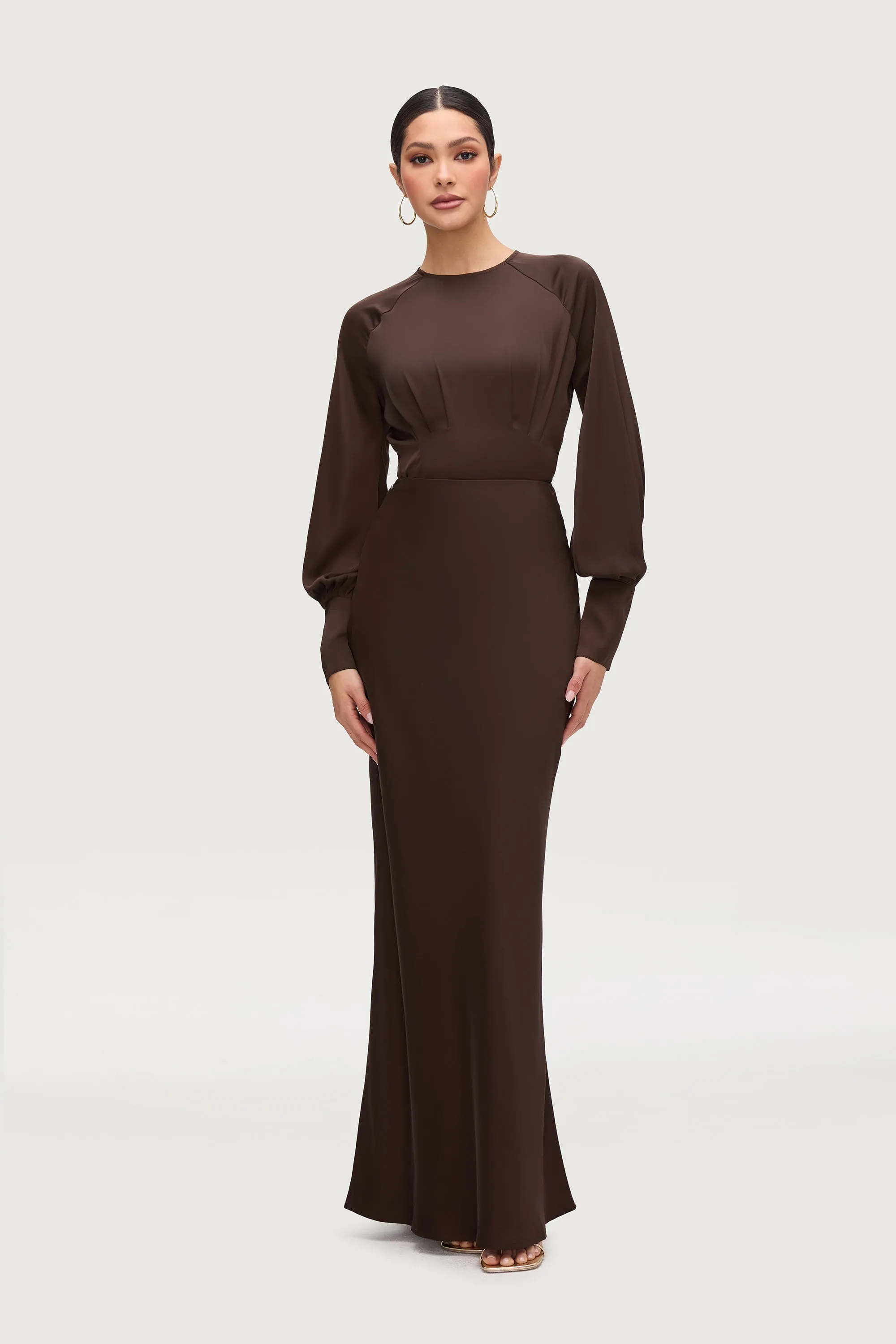 Bella Satin Maxi Skirt - Qahwah