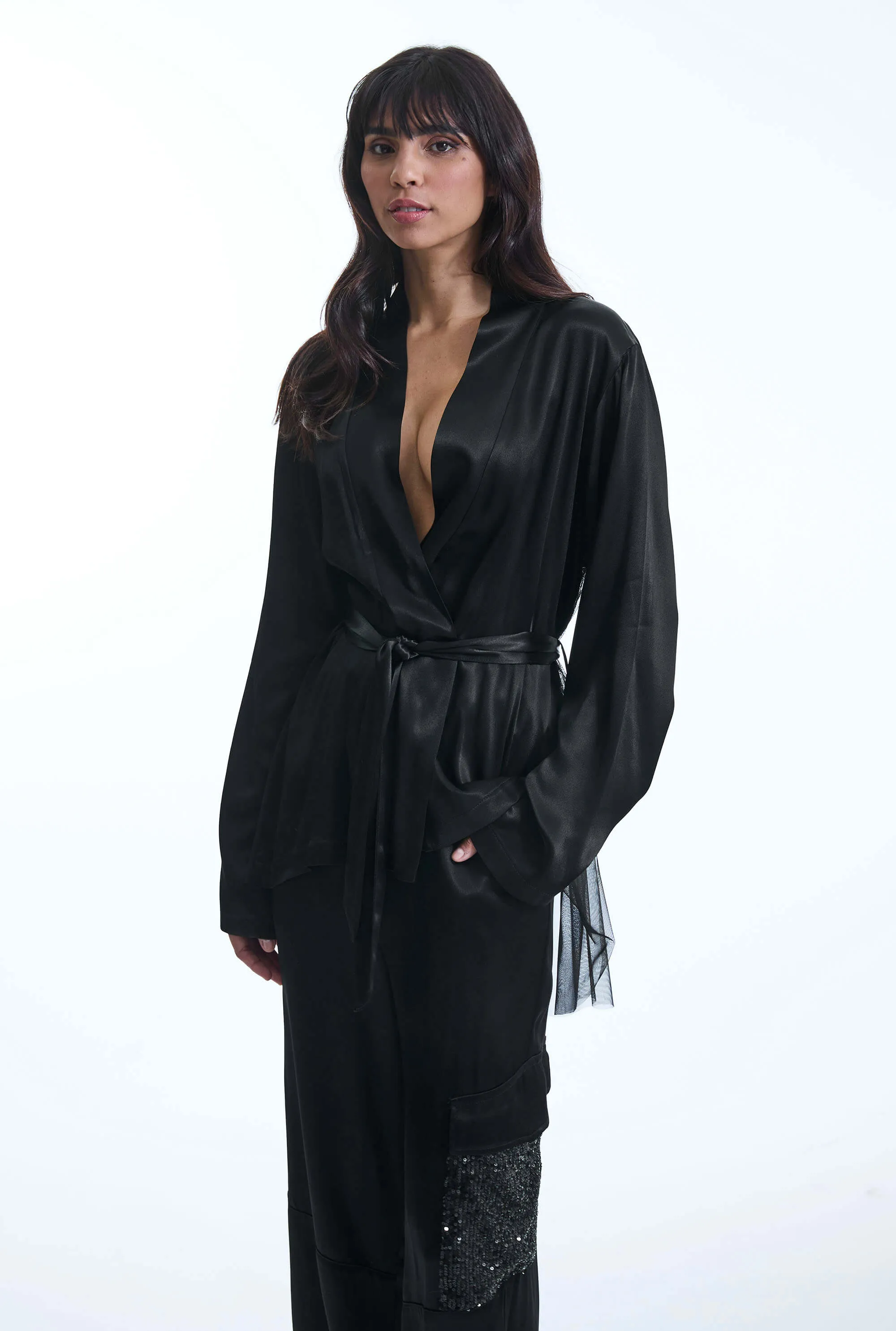 Belted Tulle Jacket