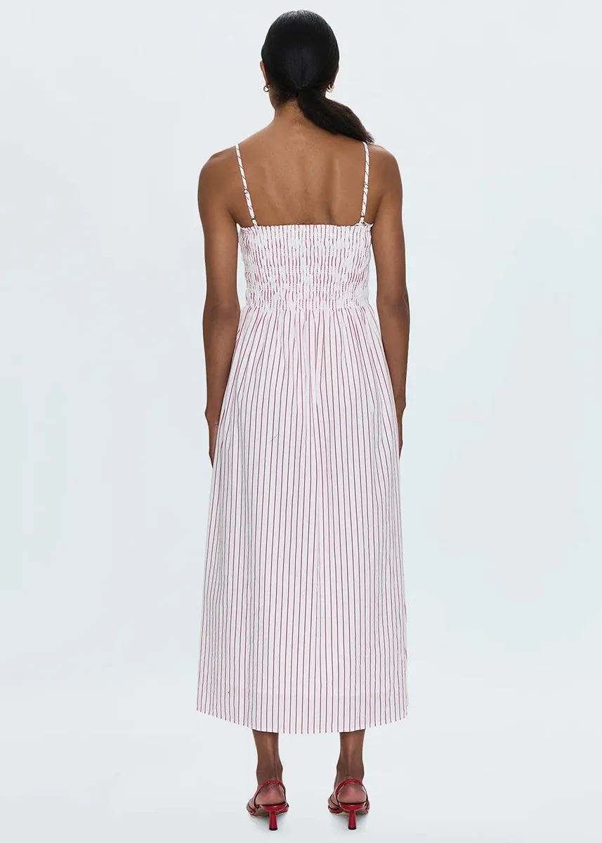 Bianca Shirred Bodice Dress - Ruby Stripe