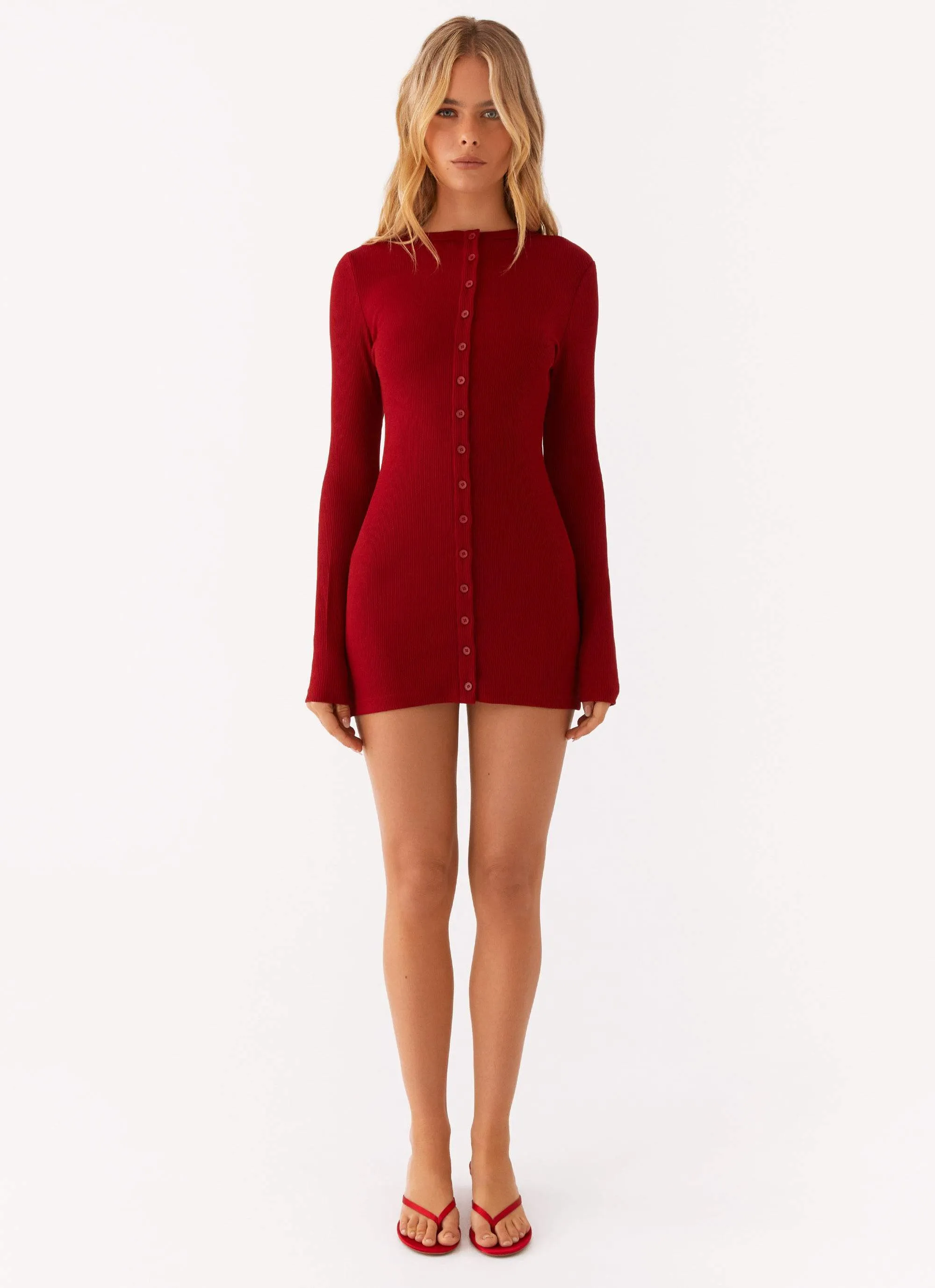 Blair Long Sleeve Mini Dress - Red