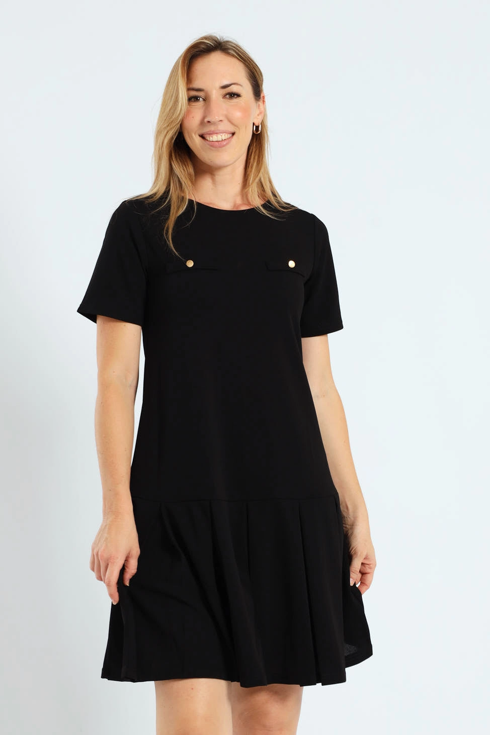 Box Pleated Hem Shift Dress