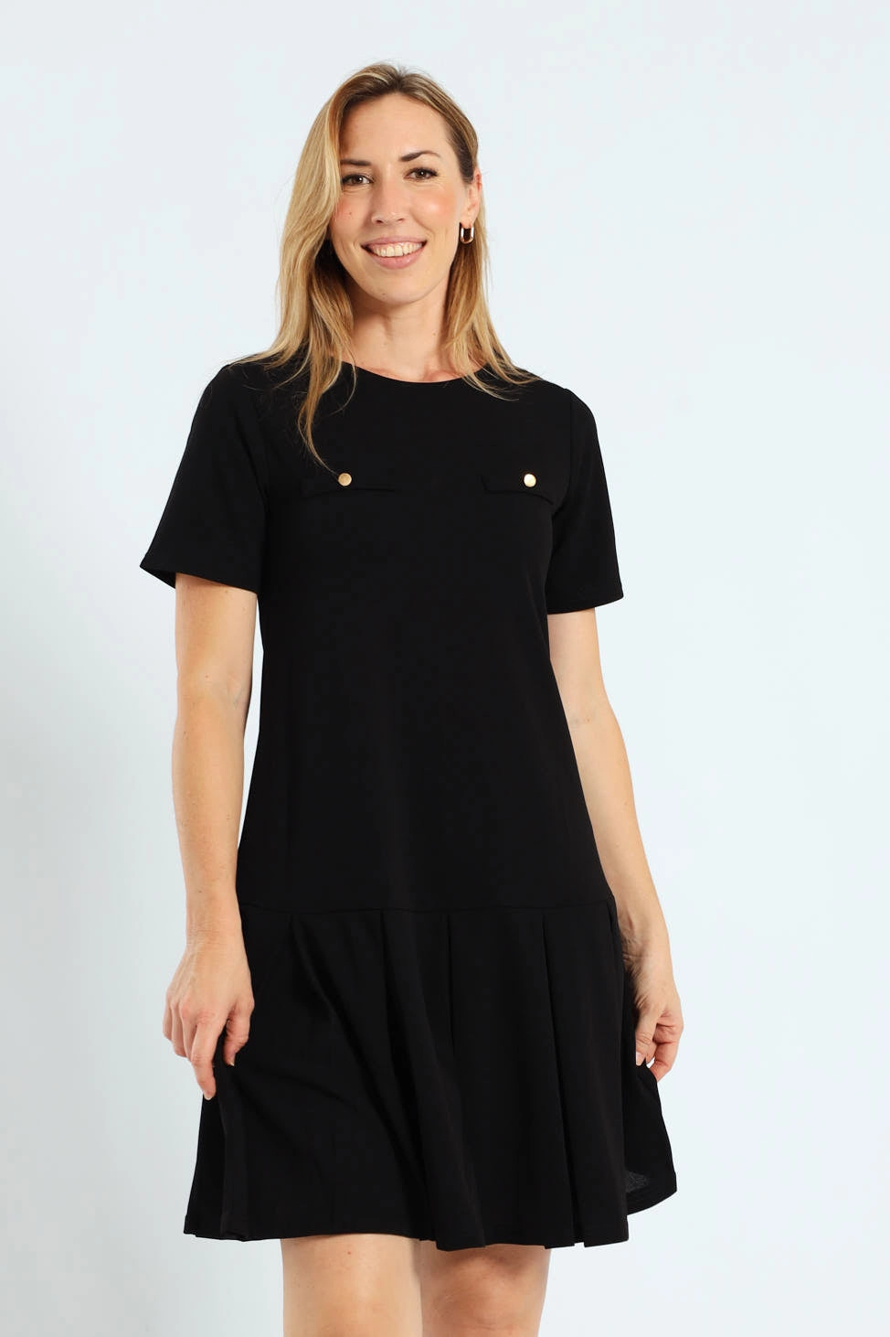 Box Pleated Hem Shift Dress