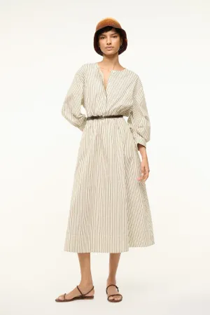 CAFU DRESS | IVORY DARK OAK MICRO STRIPE