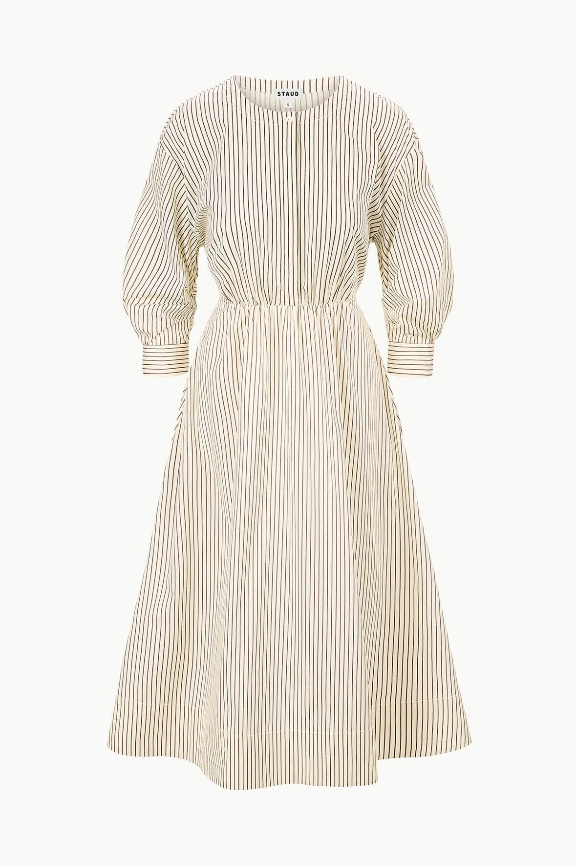 CAFU DRESS | IVORY DARK OAK MICRO STRIPE