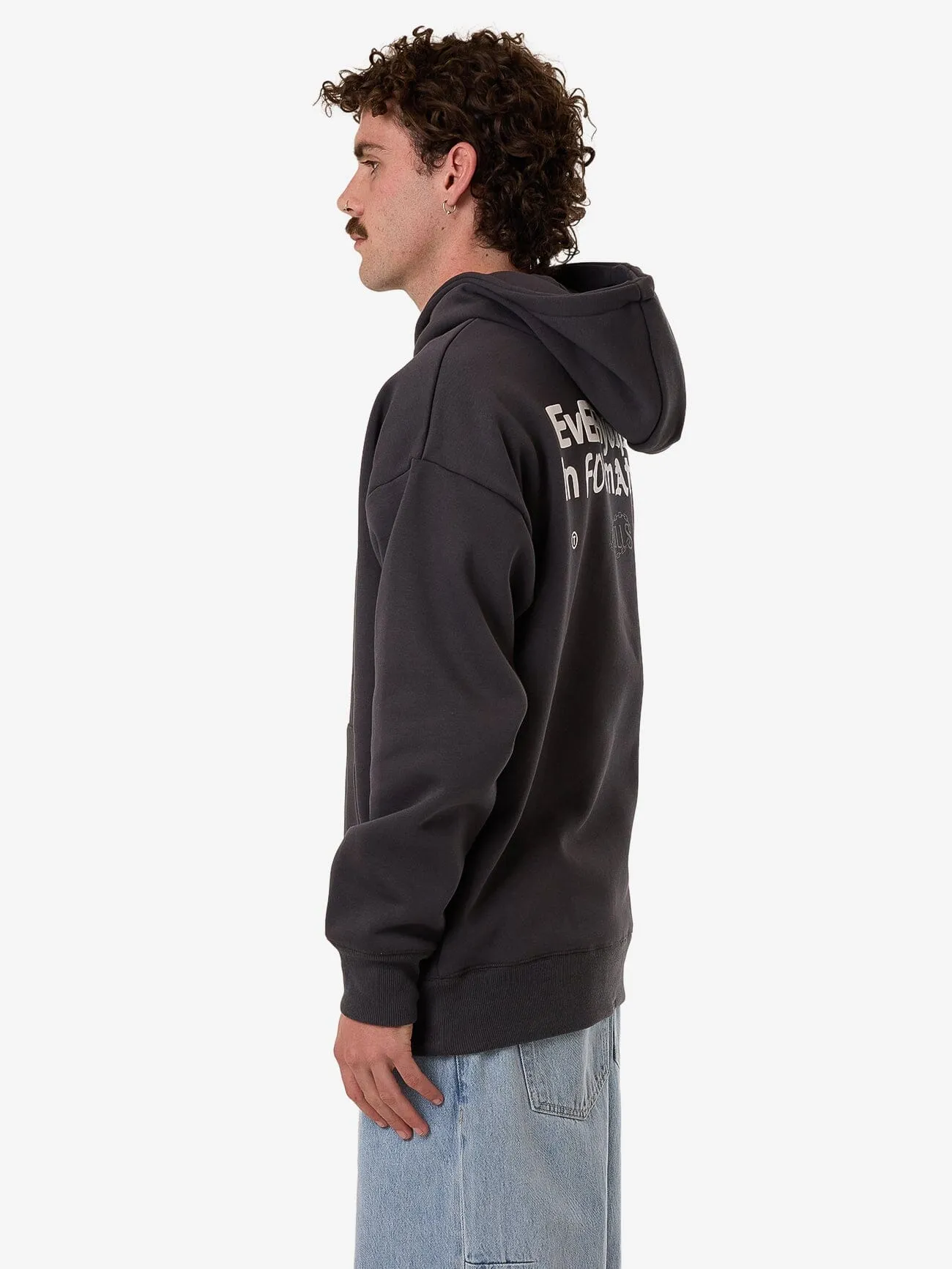 Chain Of Formation Cropped Slouch Pull On Hood - Dark Charcoal