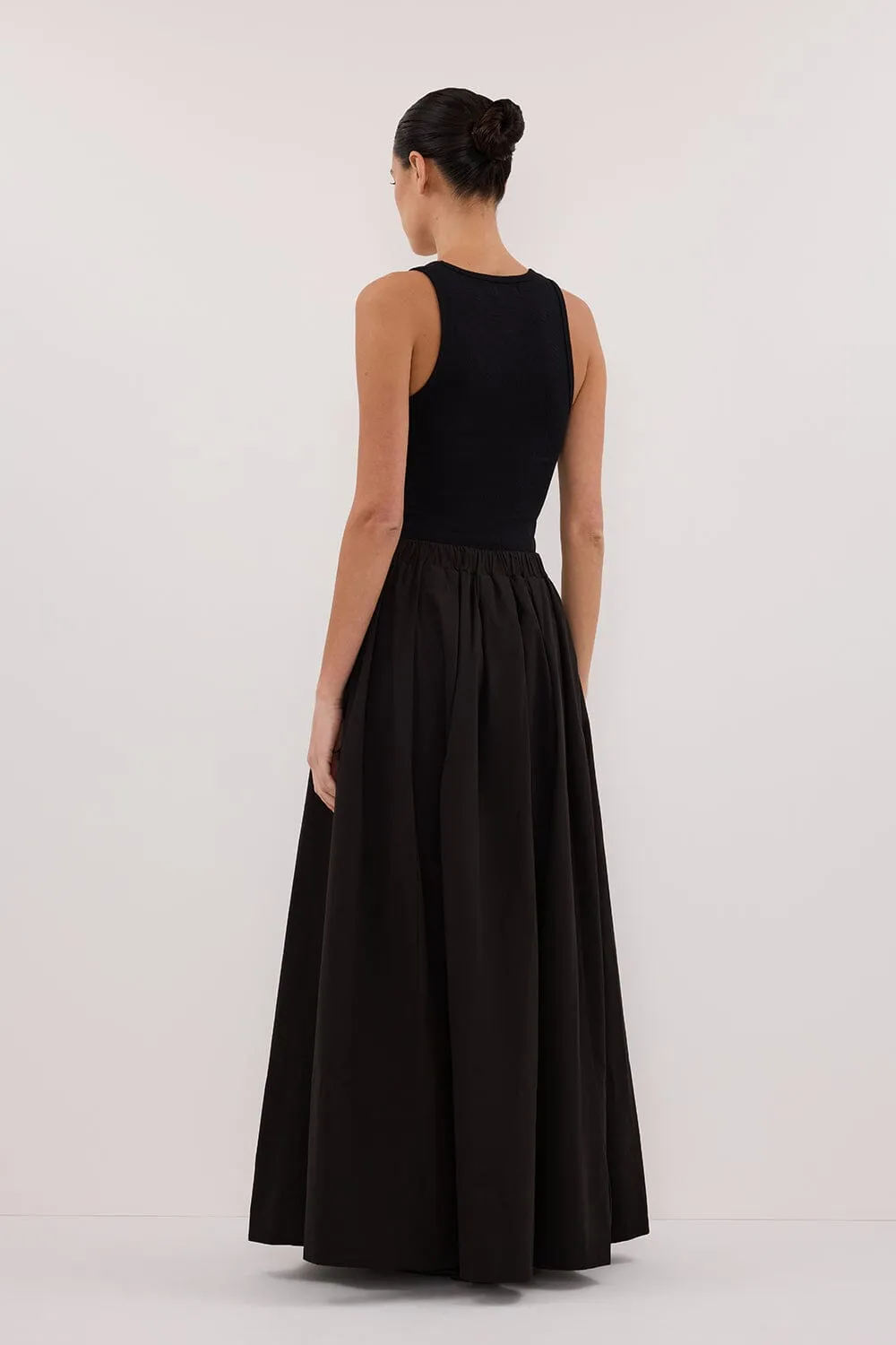 CONAGH BLACK POPLIN MIDI SKIRT