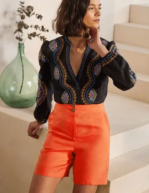 Cornwall Linen Shorts-Satsuma