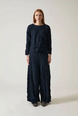 Crinkled Navy Trousers