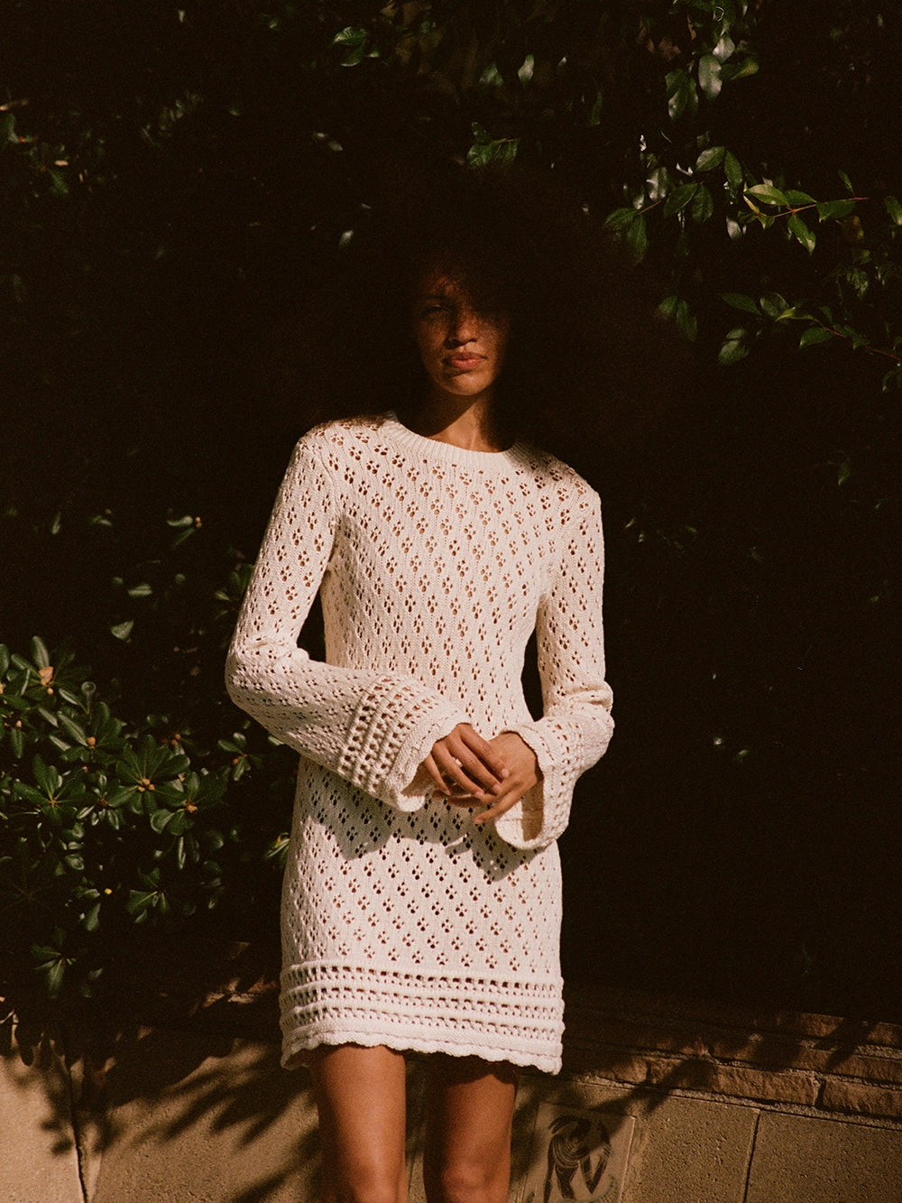 Crochet Shift Dress -- Ecru