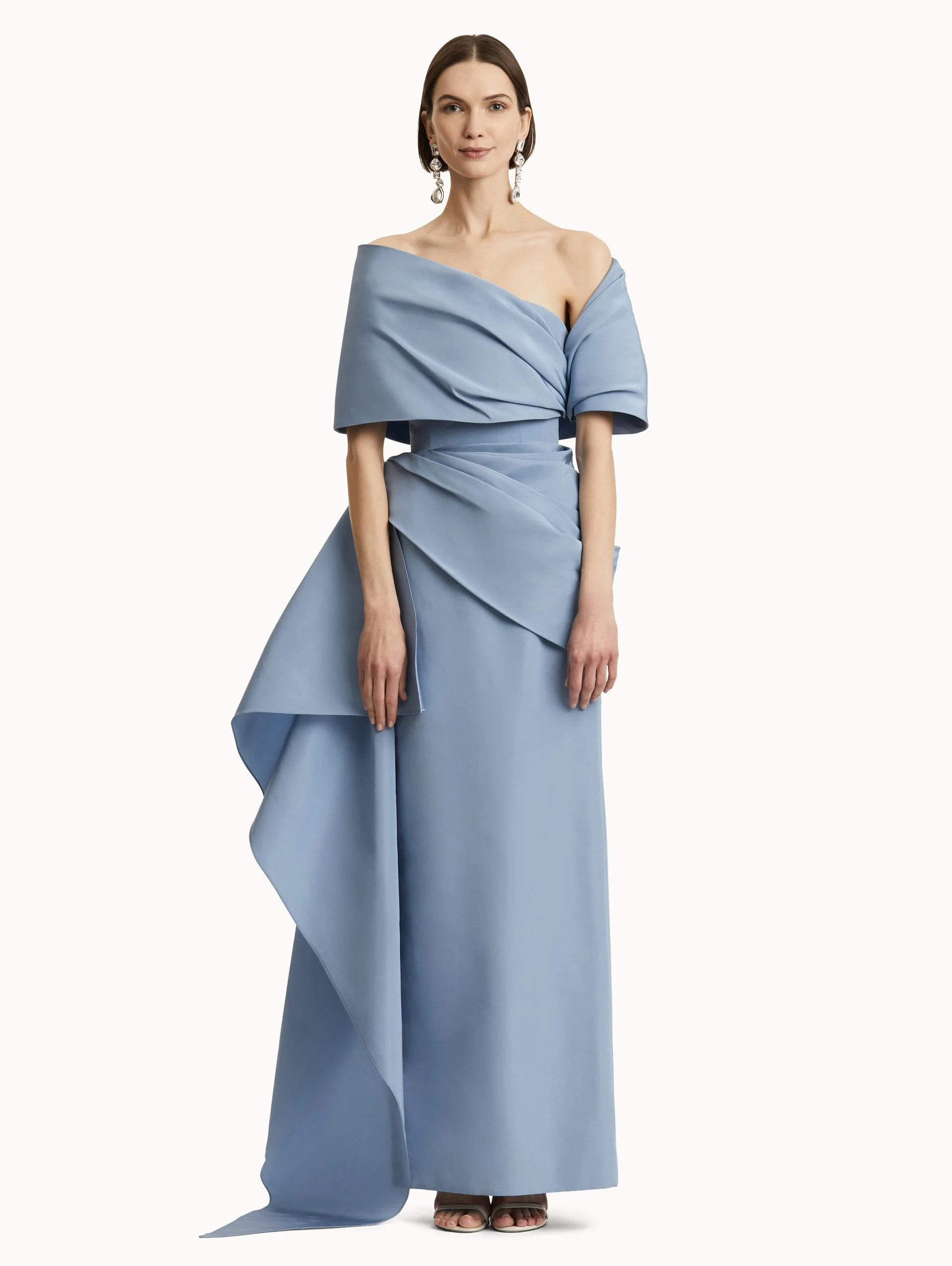 Draped-Detailed Faille Gown