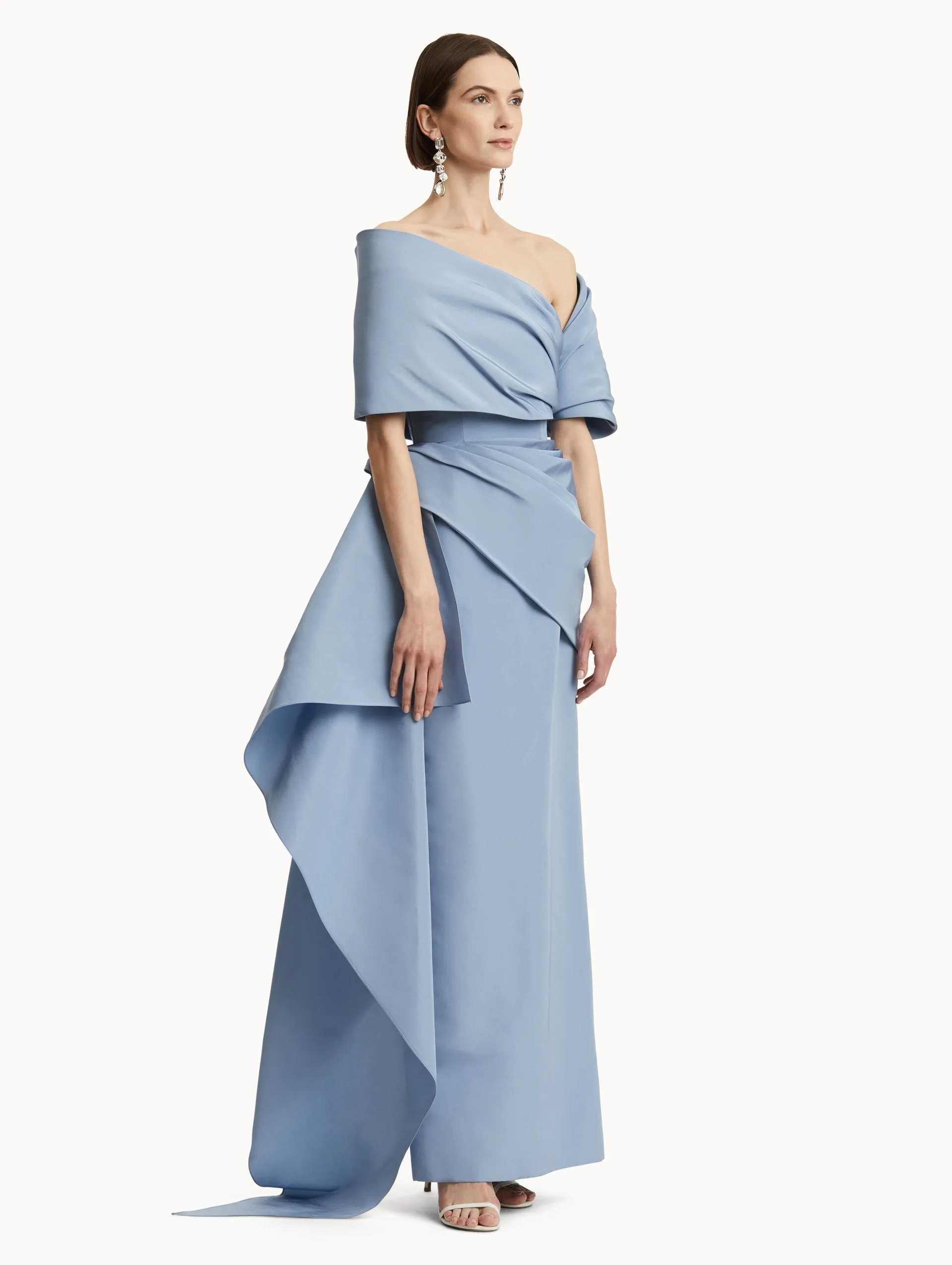 Draped-Detailed Faille Gown