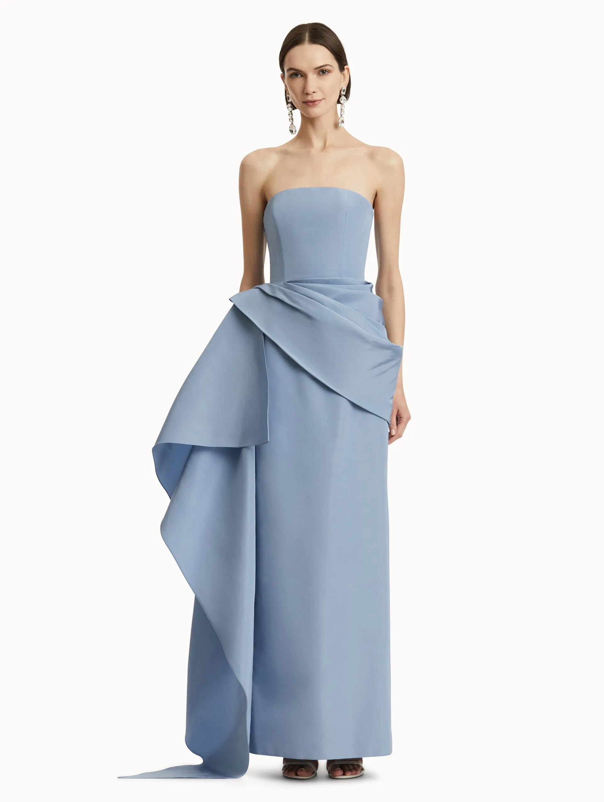 Draped-Detailed Faille Gown