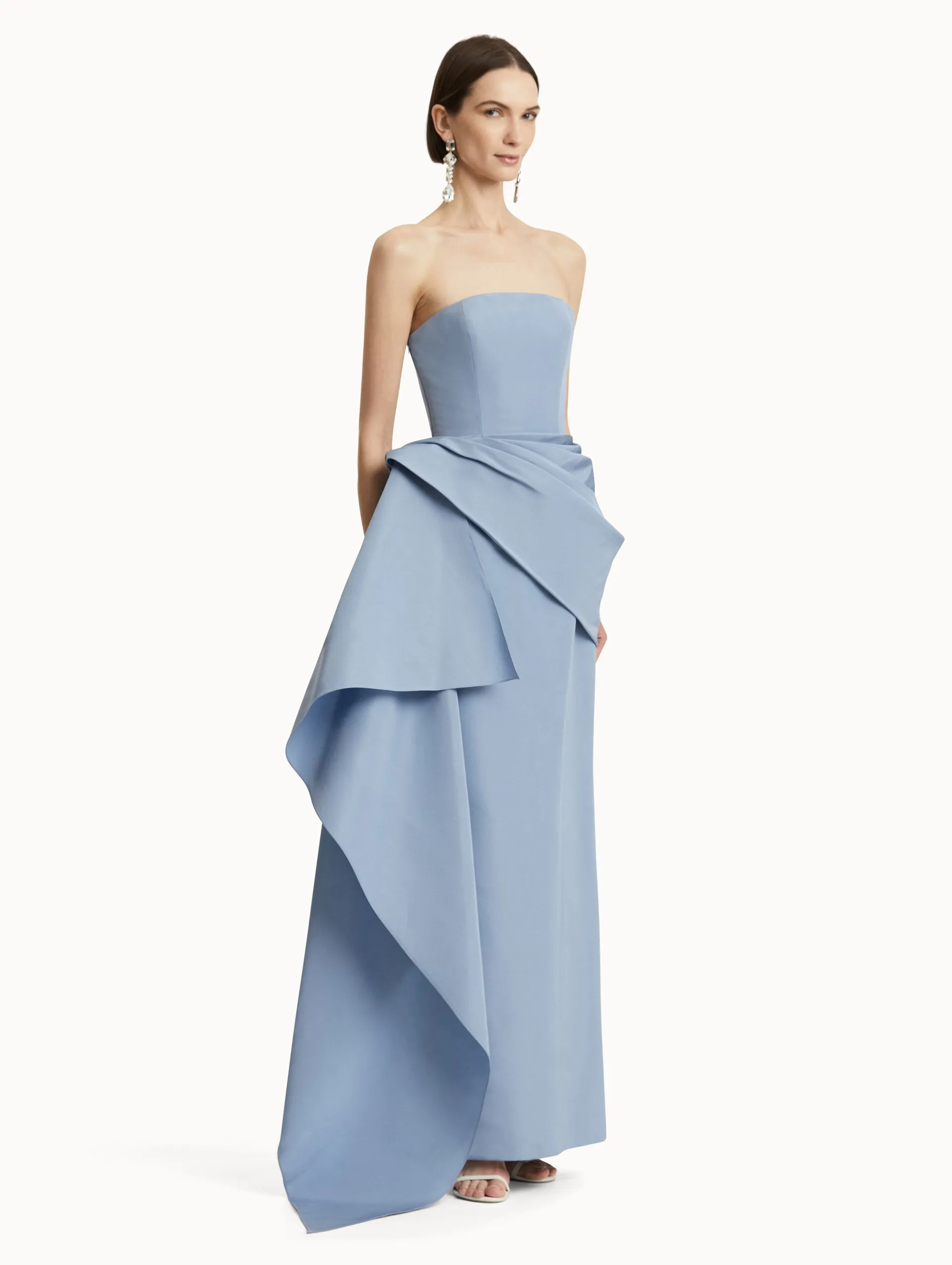 Draped-Detailed Faille Gown