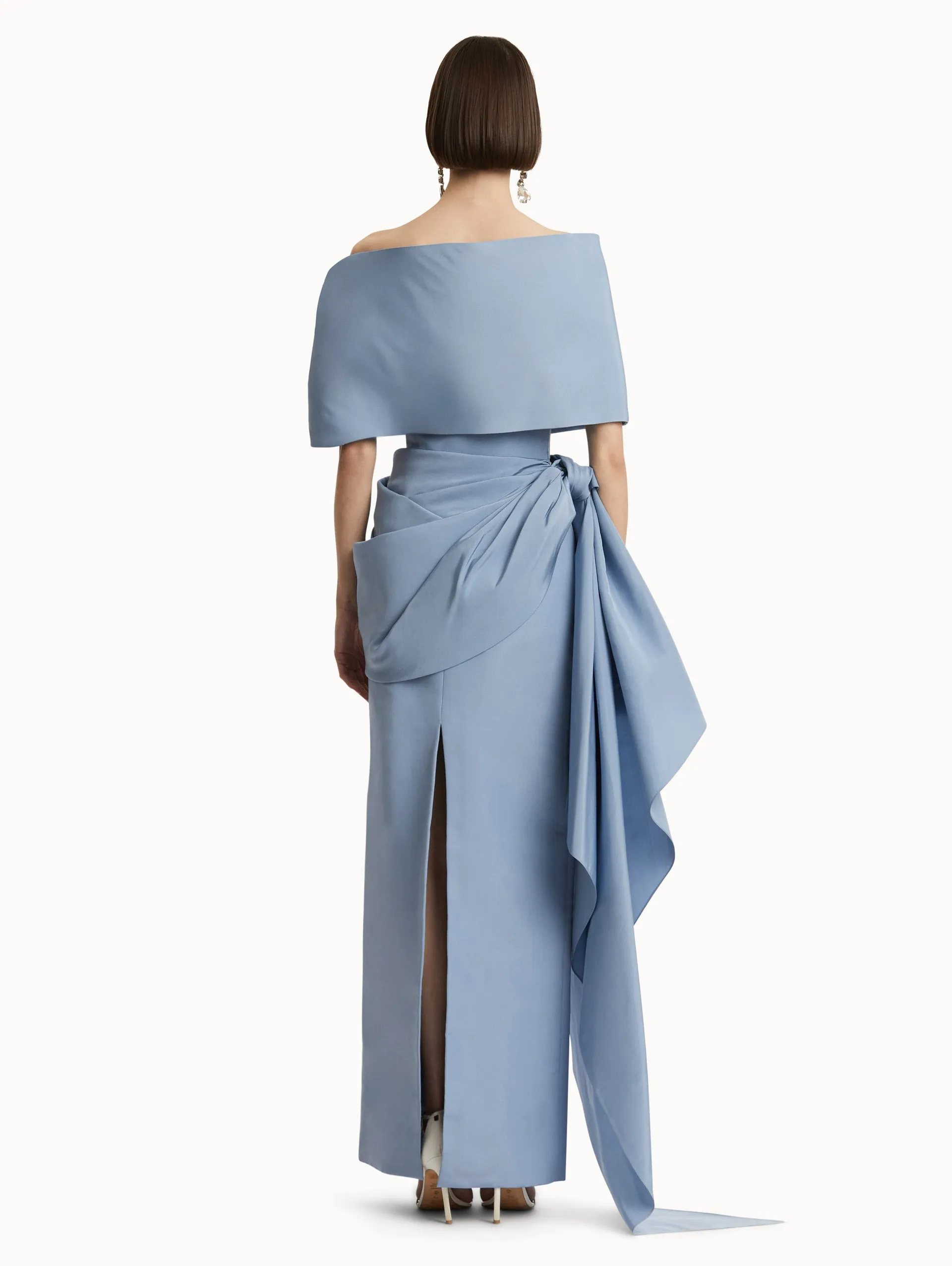 Draped-Detailed Faille Gown