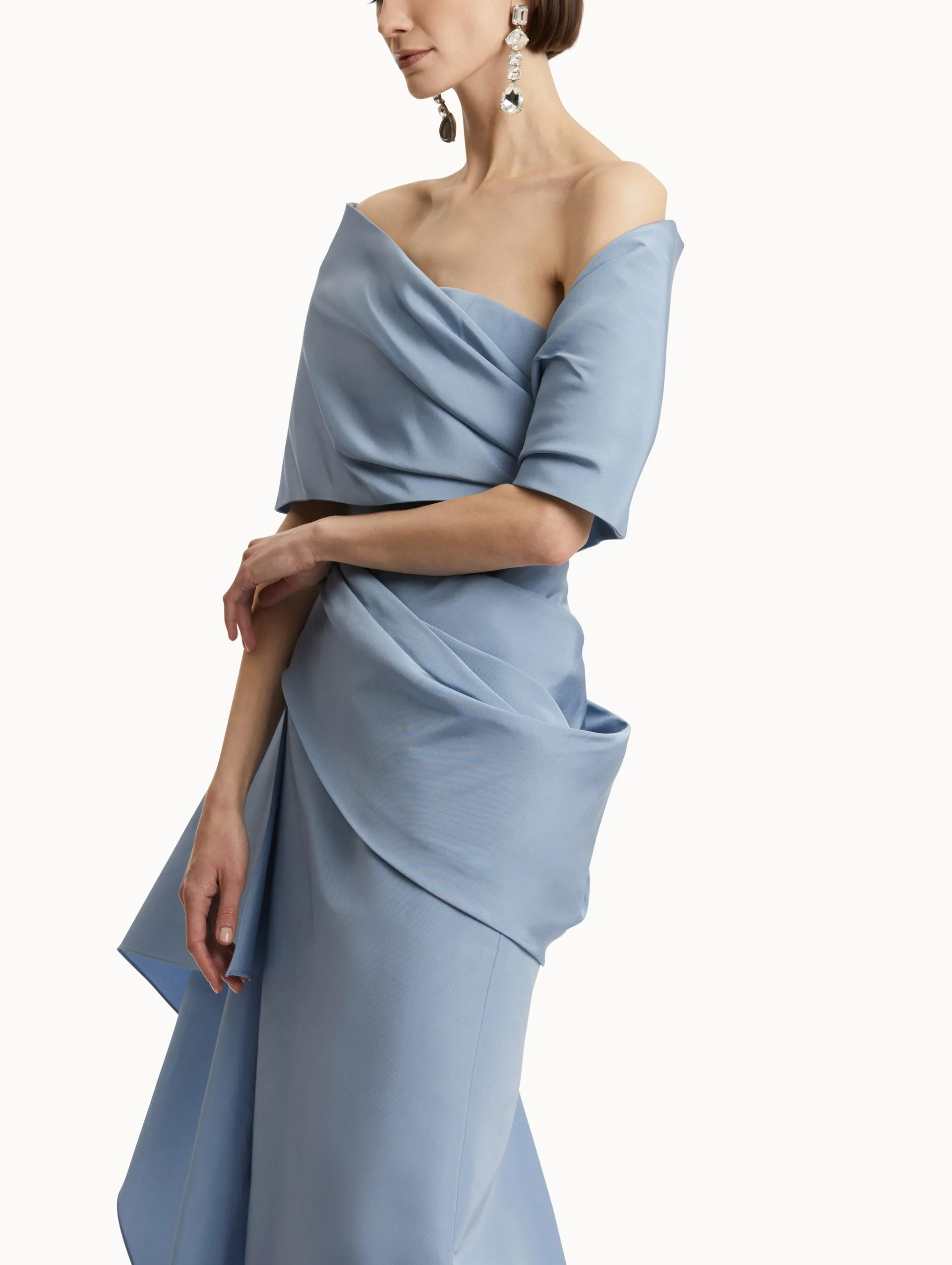 Draped-Detailed Faille Gown