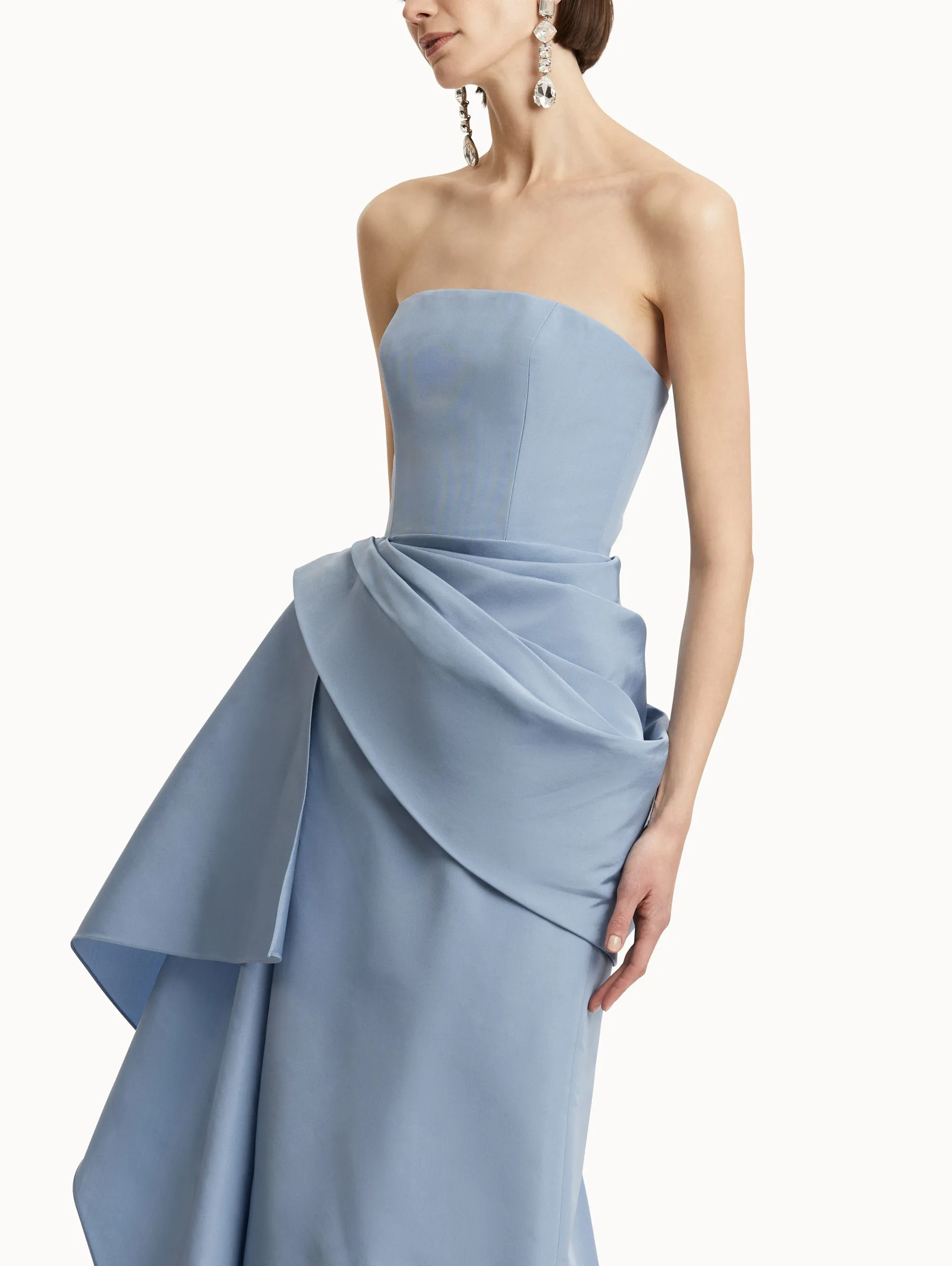 Draped-Detailed Faille Gown