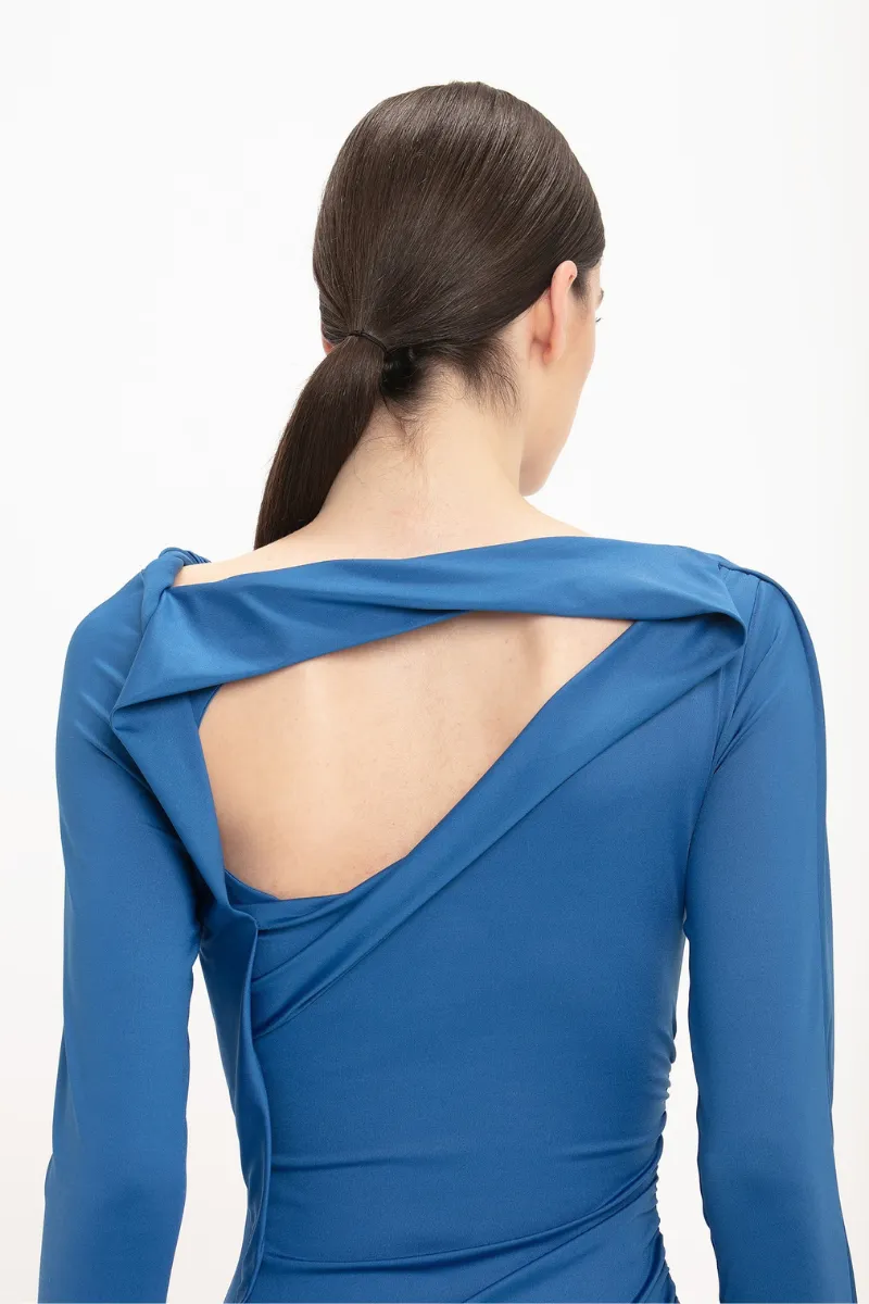 Draped Jersey Midi Dress