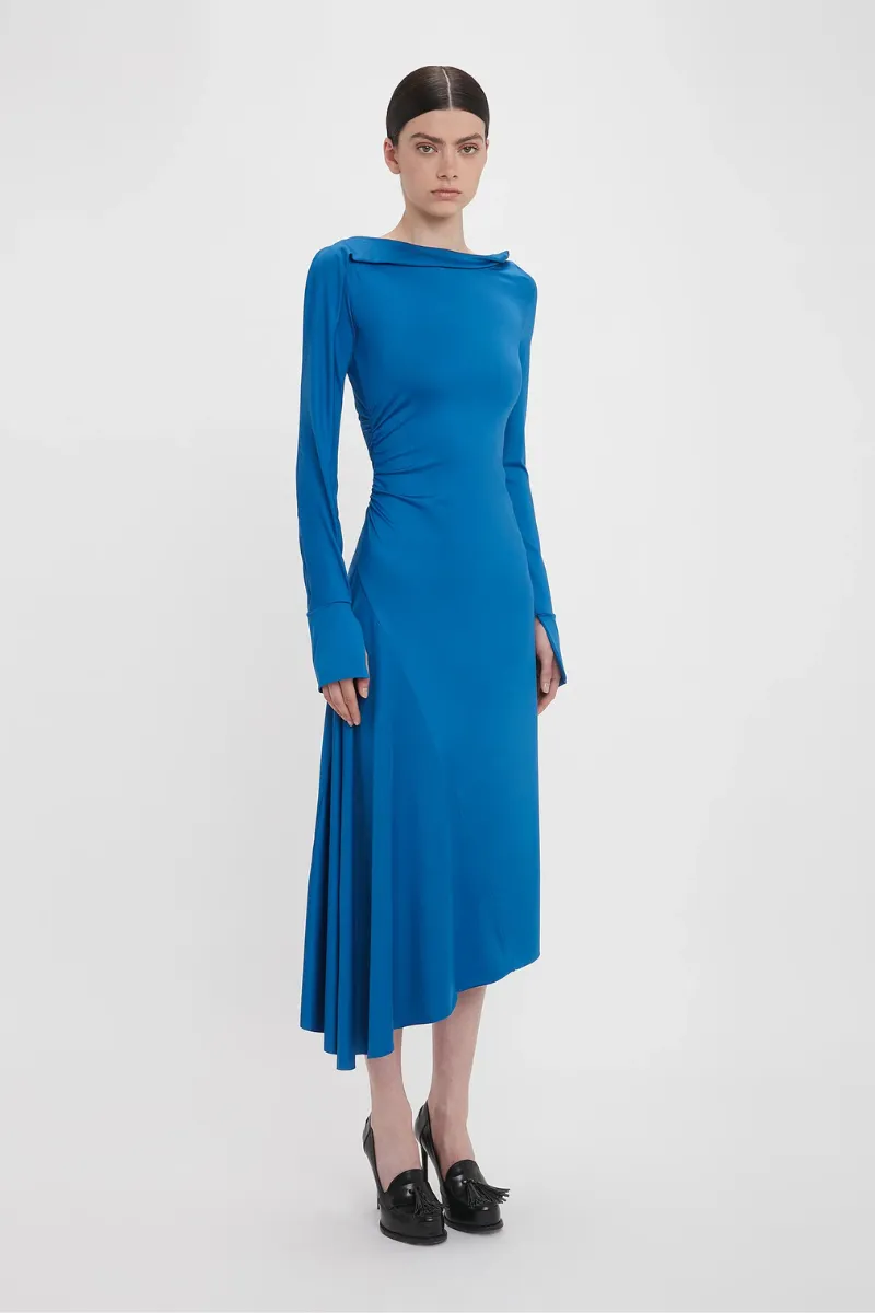 Draped Jersey Midi Dress