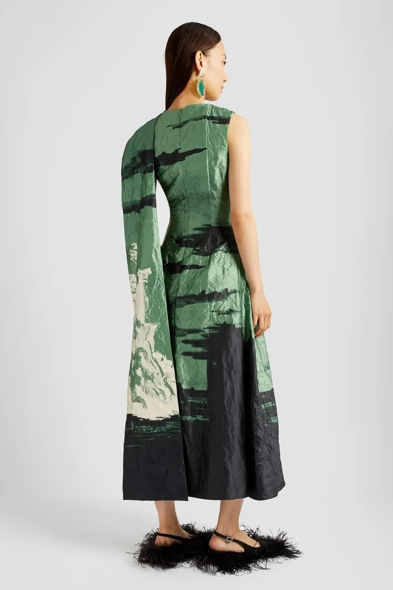 Draped Scarf Midi Dress