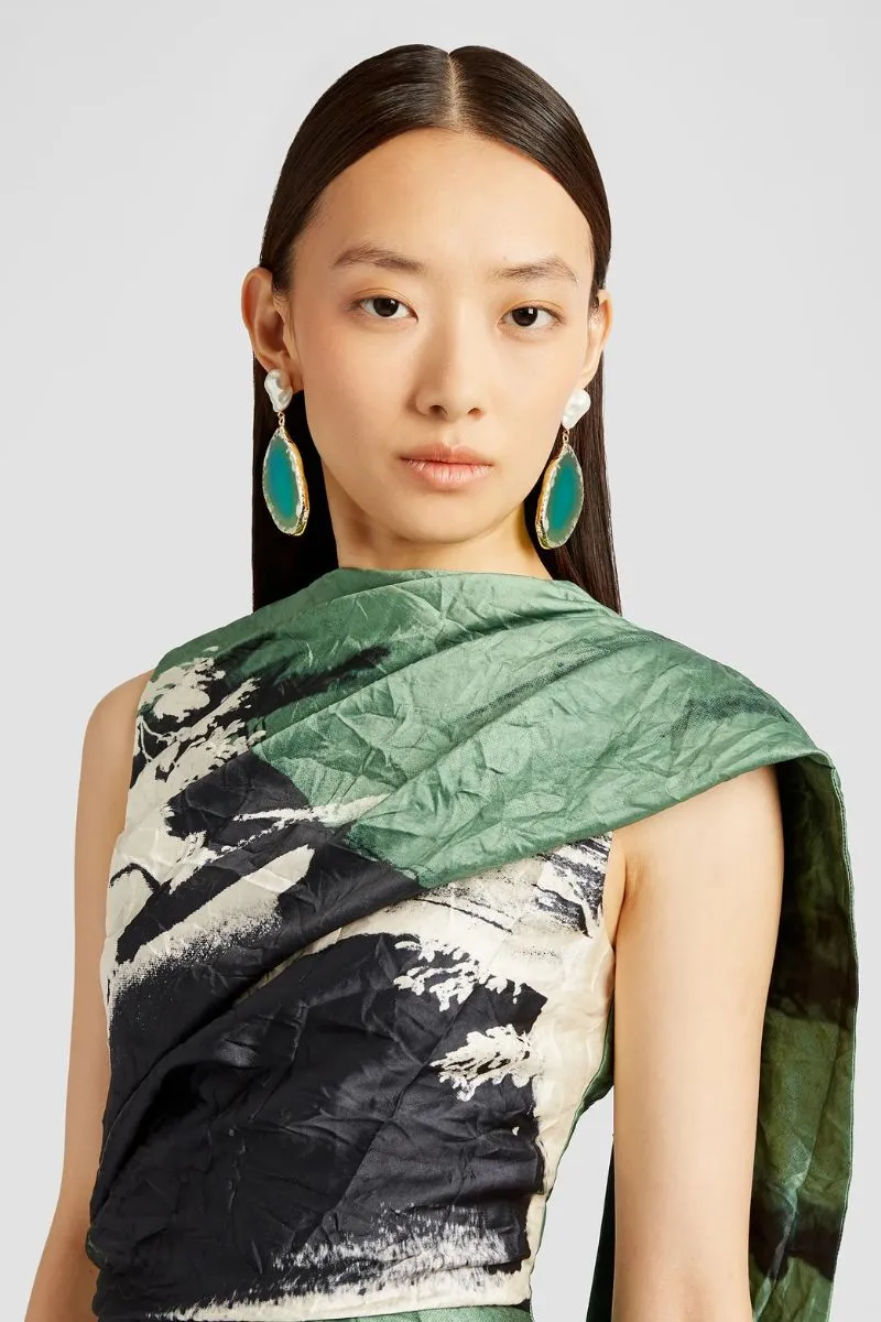 Draped Scarf Midi Dress