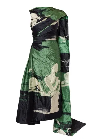 Draped Scarf Midi Dress