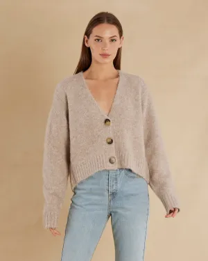 Elea Cropped Alpaca Cardigan - Oatmeal