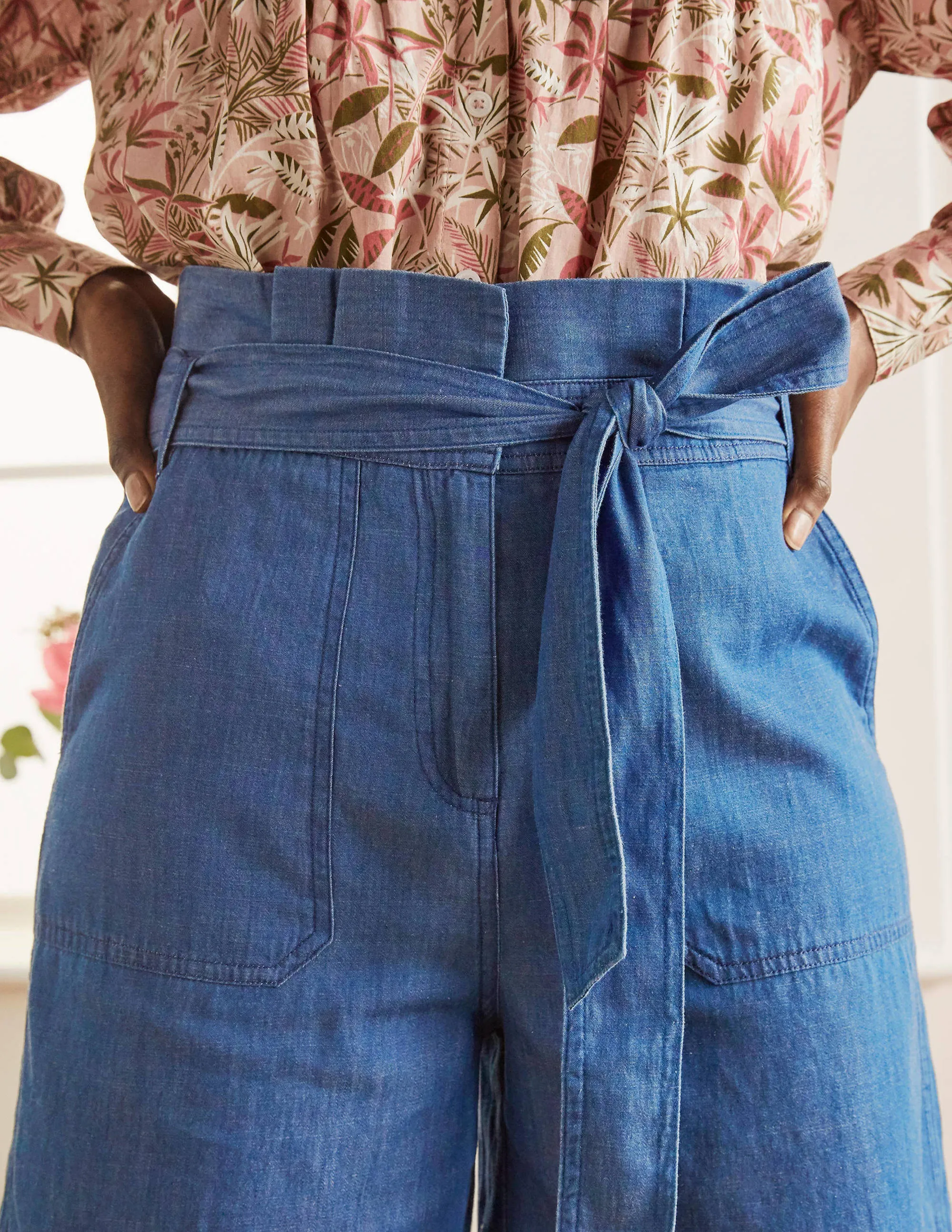 Elgin Paperbag Shorts-Chambray