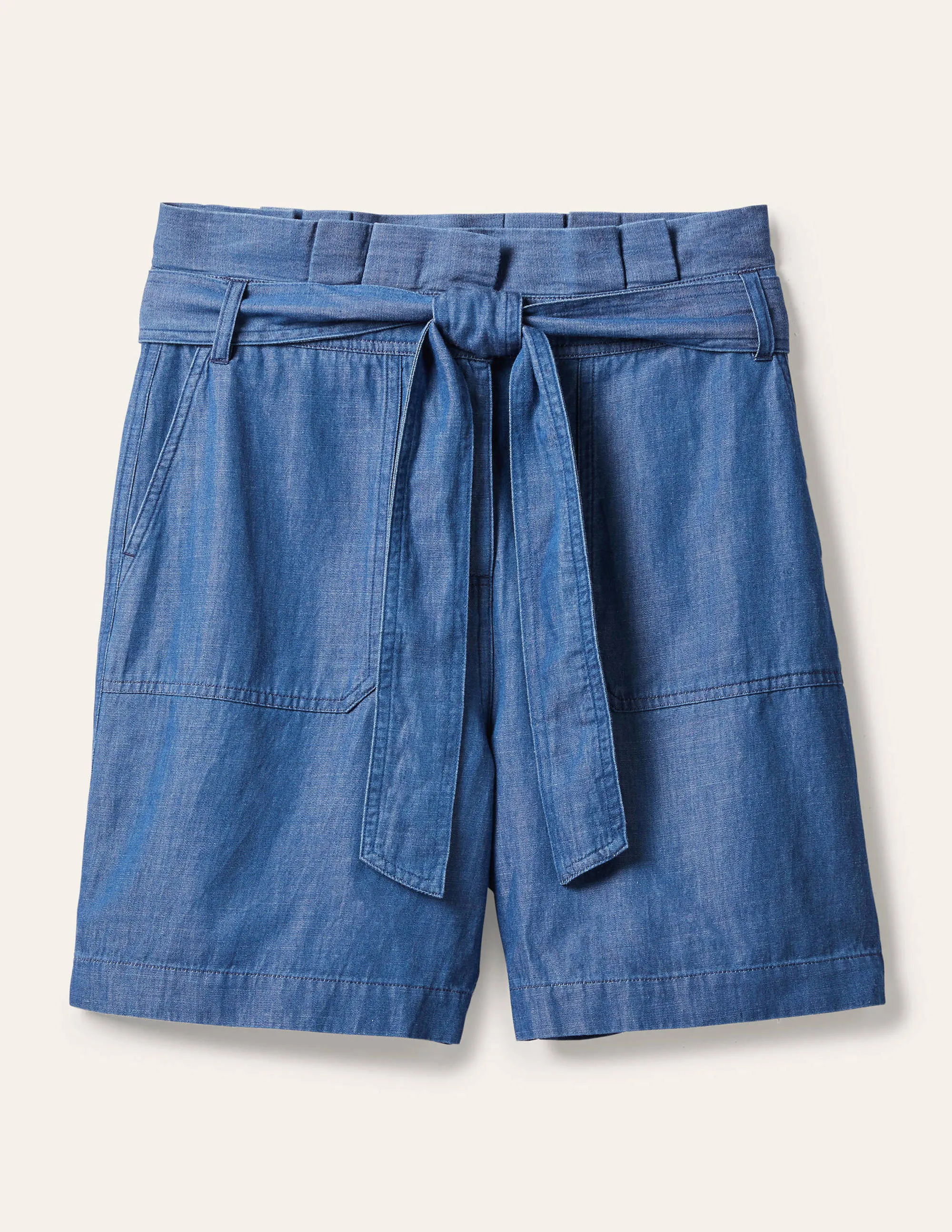 Elgin Paperbag Shorts-Chambray